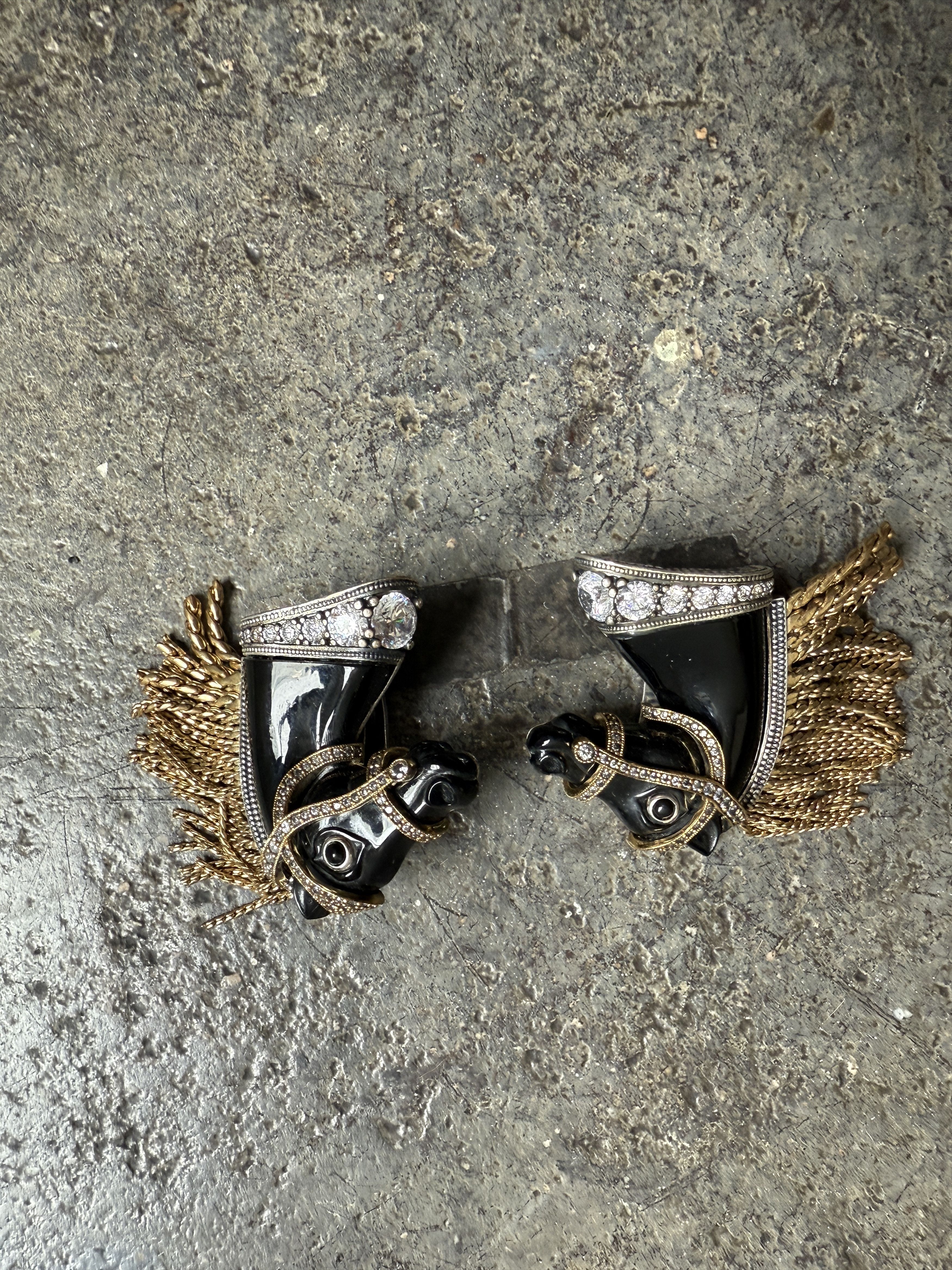 Vivienne Westwood Rare Horse Earrings w/ Swarovski Crystals and dangly gold Size ONE SIZE - 6 Thumbnail