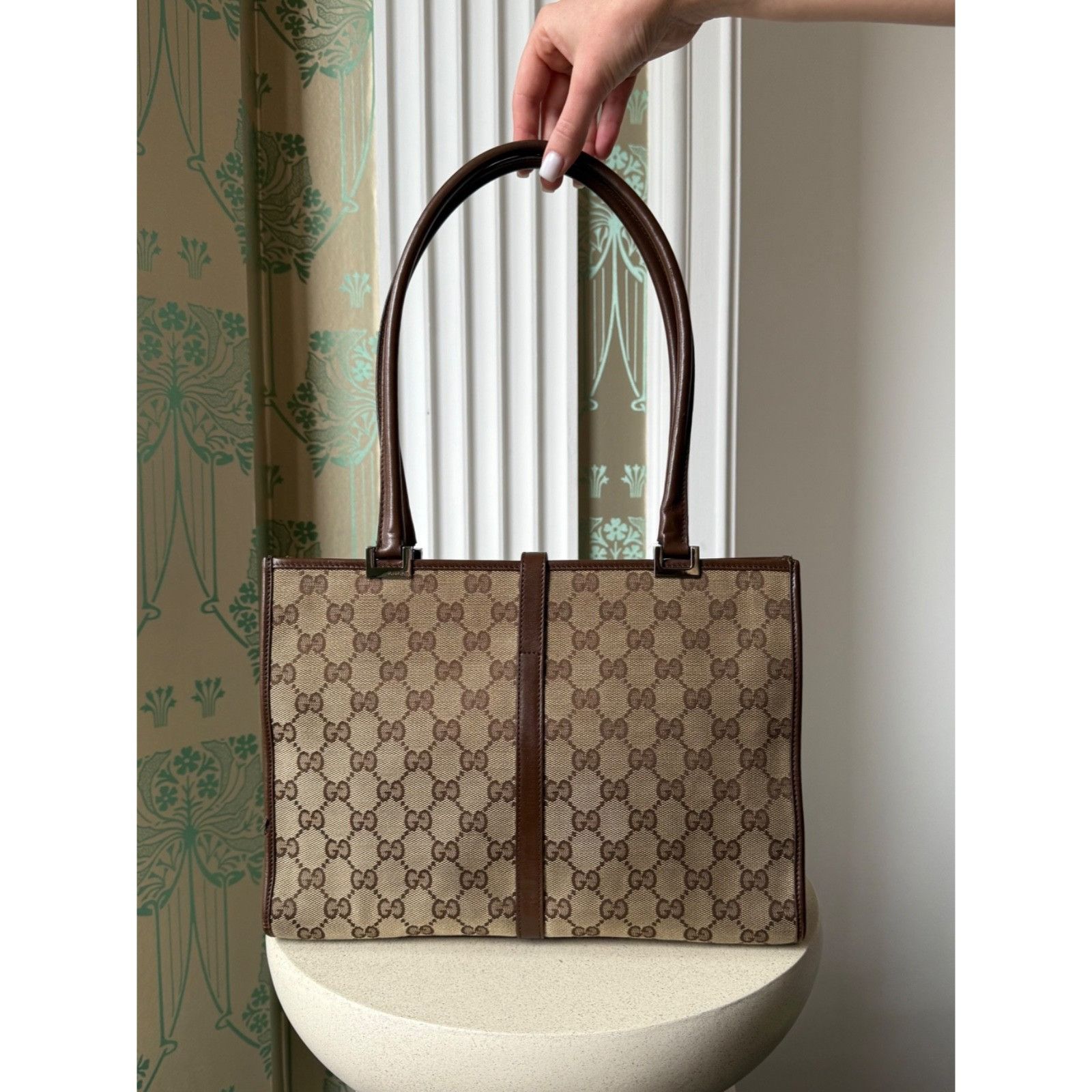 Gucci Gucci Monogram Jackie Canvas Beige Brown Shoulder Bag Size ONE SIZE - 8 Thumbnail
