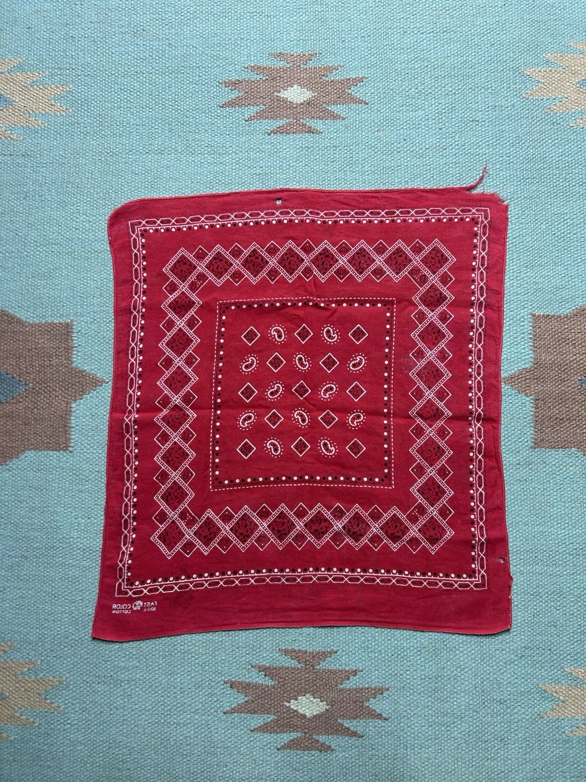 Vintage Vintage 1950s elephant bandana trunk up soft cotton selvedge Size ONE SIZE - 7 Thumbnail