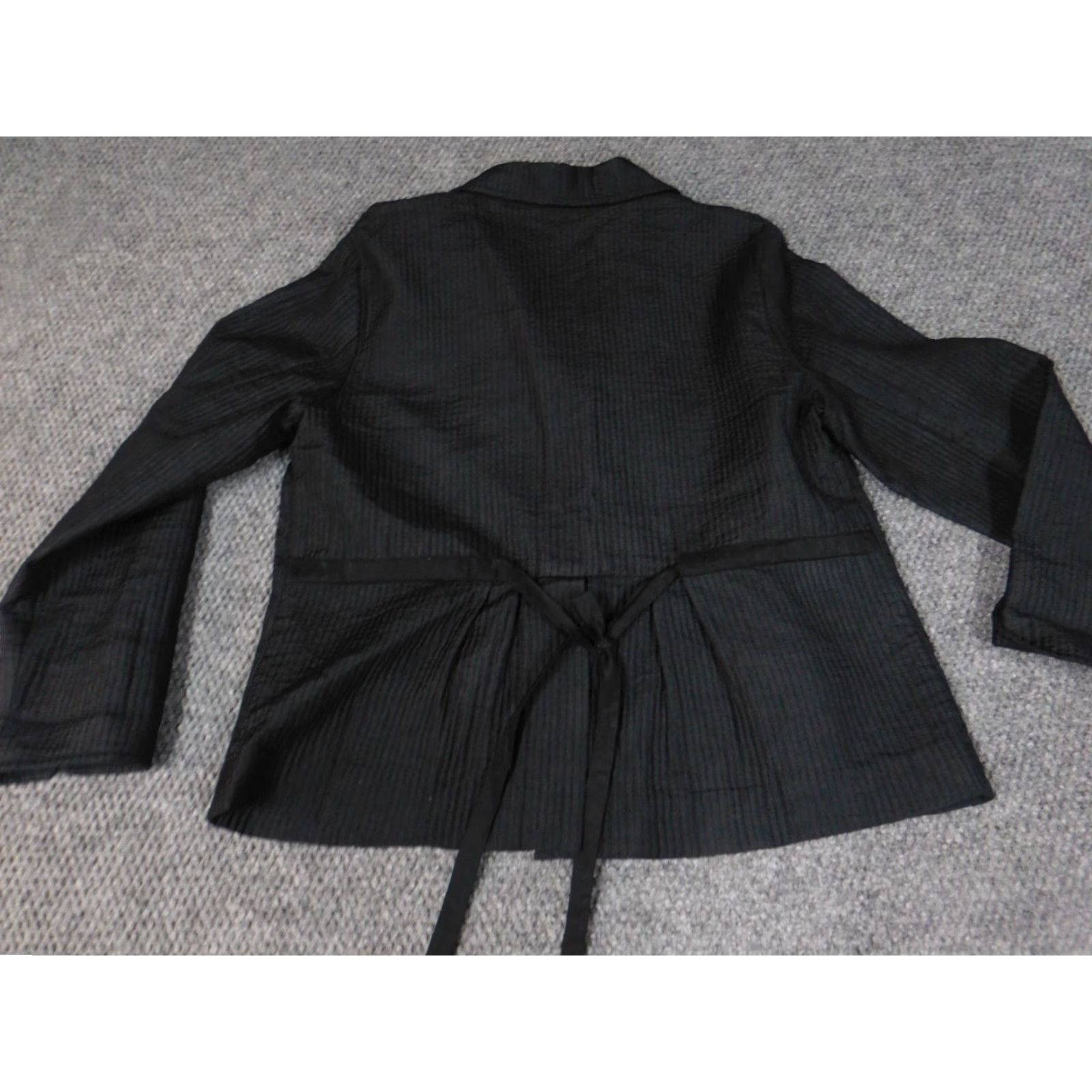 Coldwater Creek Coldwater Creek Womens Jacket Blazer 14P Petites Black Silk Lining Long Sleeve Collared Denim Cotton Solid Peanuts Theme Vintage No Size XL / US 12-14 / IT 48-50 - 7 Thumbnail