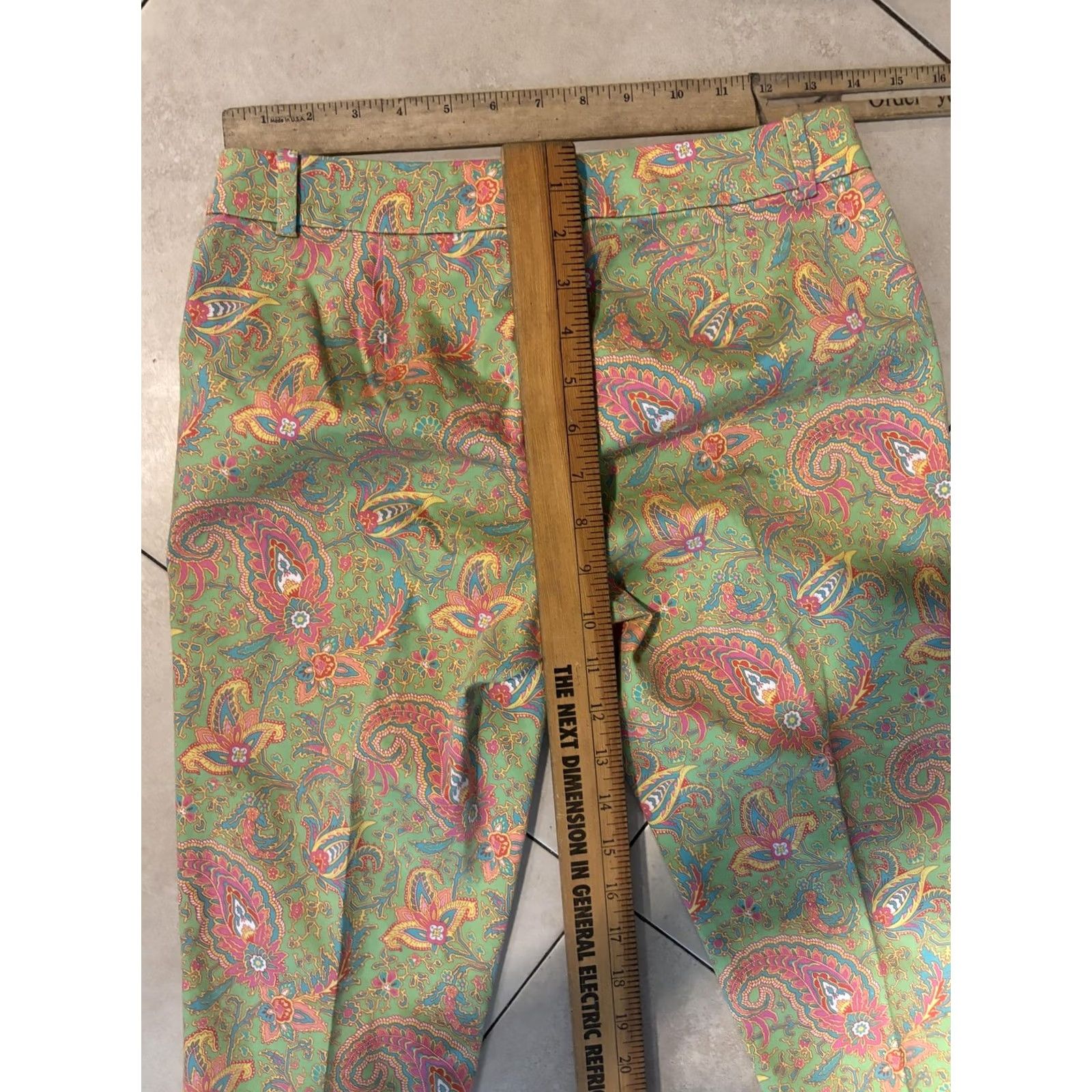 Ralph Lauren Lauren Ralph Pants Womens 2P Green Paisley Print Ankle Twill Stretch Size 26" / US 2 / IT 38 - 5 Thumbnail