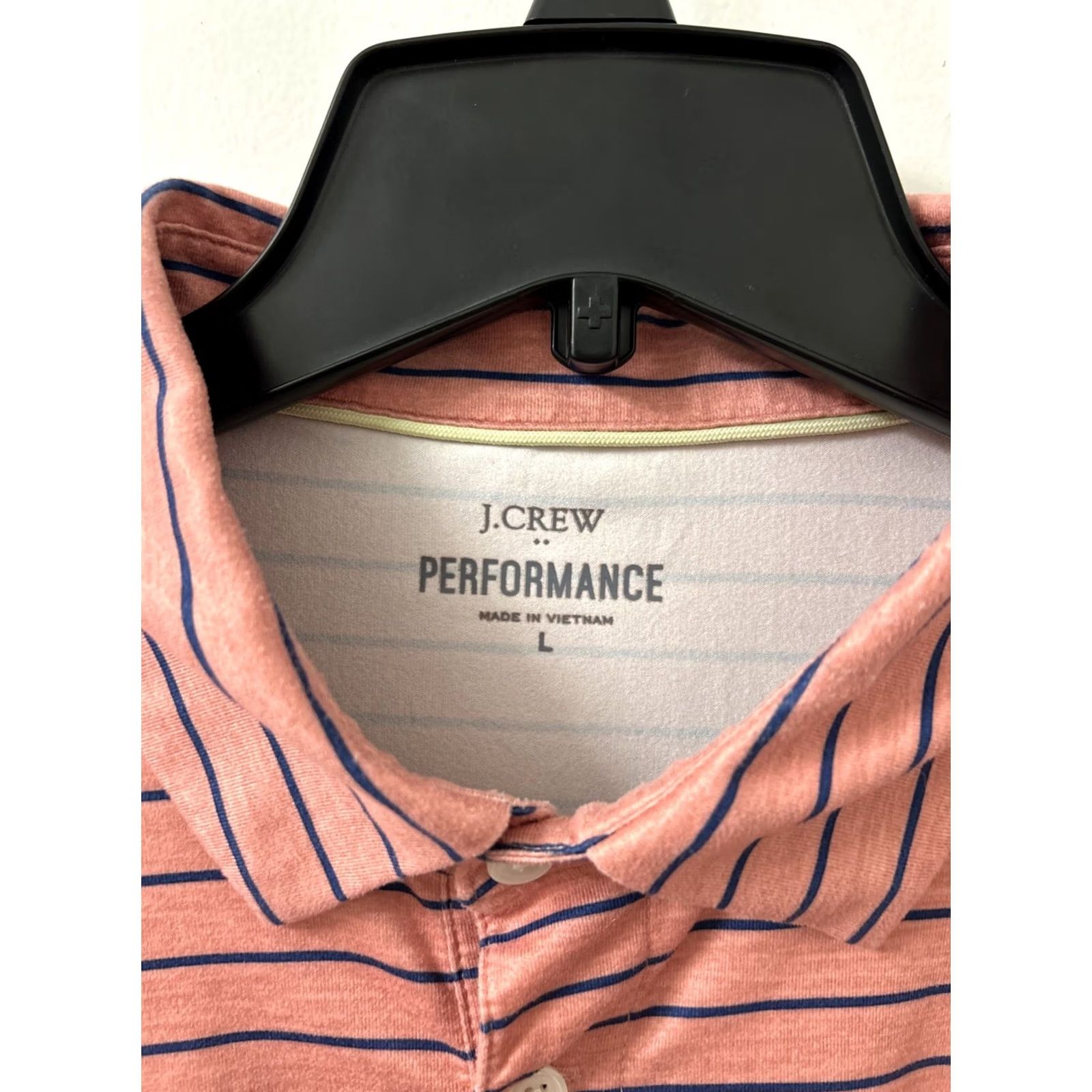 J.Crew J.CREW Performance Shirt Polo Mens Large Pink Blue Striped Short Sleeve, Wool? Size US L / EU 52-54 / 3 - 5 Thumbnail