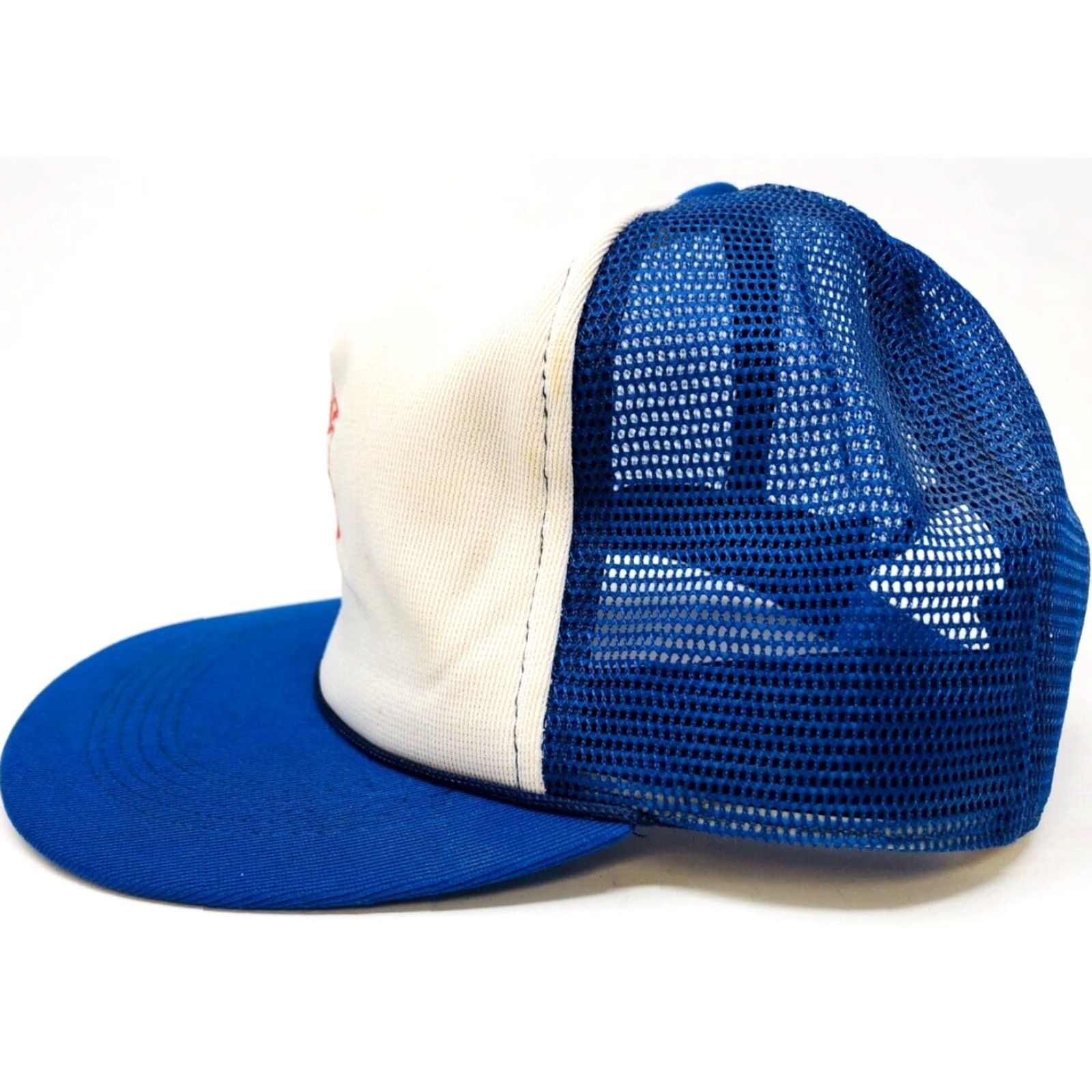 Vintage VINTAGE Blue White Snapback Trucker Hat Cap Firefighter Fireman Bulldog Dog Men Adjustable Cap Size ONE SIZE - 4 Thumbnail
