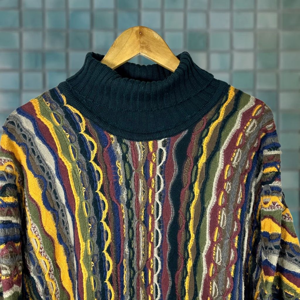 Coogi VTG COOGI Cardigan Sweater 3D Knit Wool Multicolor Wool