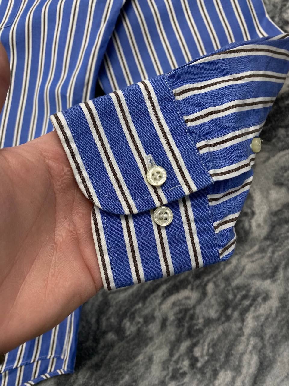 Burberry Burberry Long Sleeve Shirt Buttons Striped Men Size L Blue Size US L / EU 52-54 / 3 - 3 Thumbnail