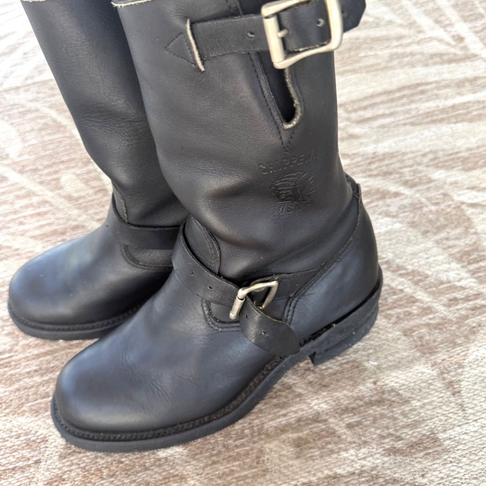 Chippewa Chippewa Mens 7.5 EE Black Leather Engineer Boots USA Made Vibram Sole 97863 Size US 8 / EU 41 - 2 Thumbnail