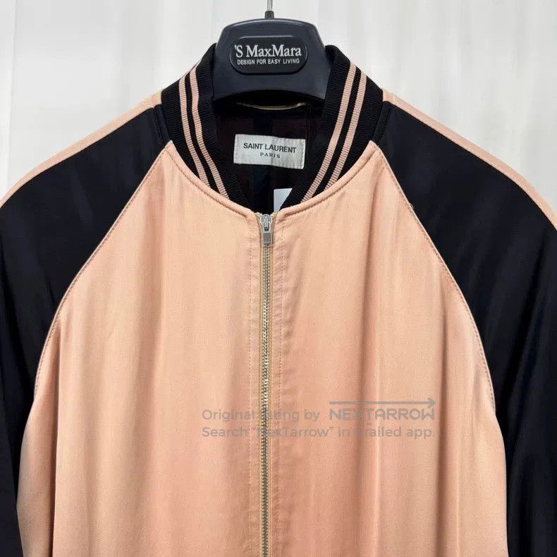 Saint Laurent Paris Saint Laurent Black Pink Silk Bomber Jacket. Size US M / EU 48-50 / 2 - 3 Thumbnail