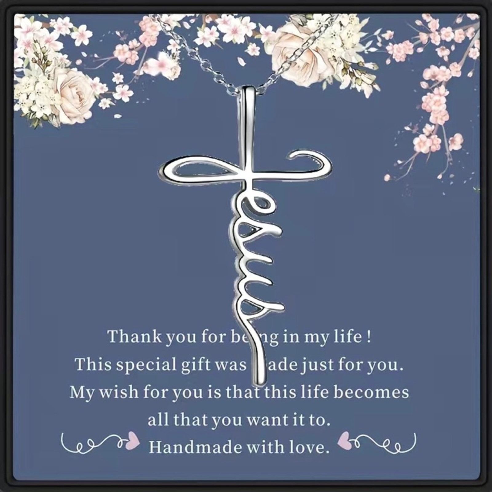 Jewelry Religious Jesus silver necklace gift box blessing card Size ONE SIZE - 6 Thumbnail