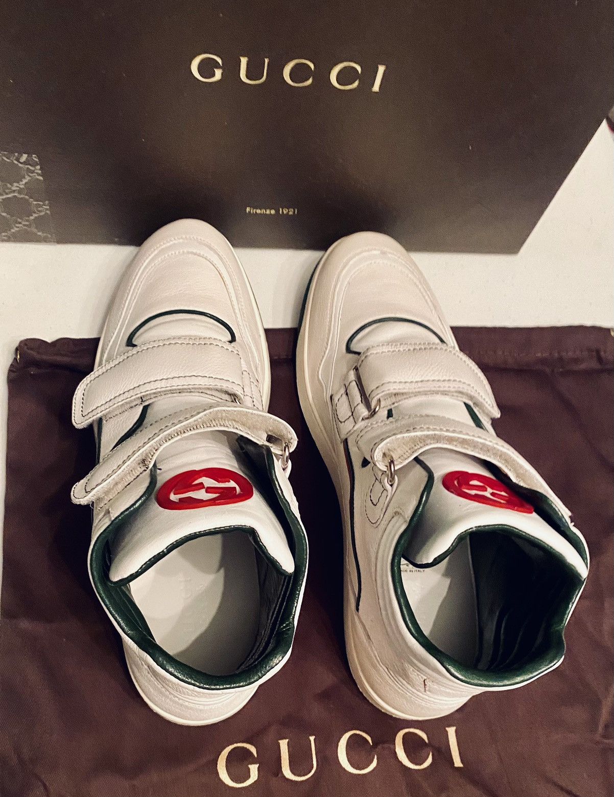 Gucci Gucci 🇮🇹 Barkleys GG Leather Hi Top Sneakers 11 NEW VINTAGE Size US 11 / EU 44 - 15 Thumbnail