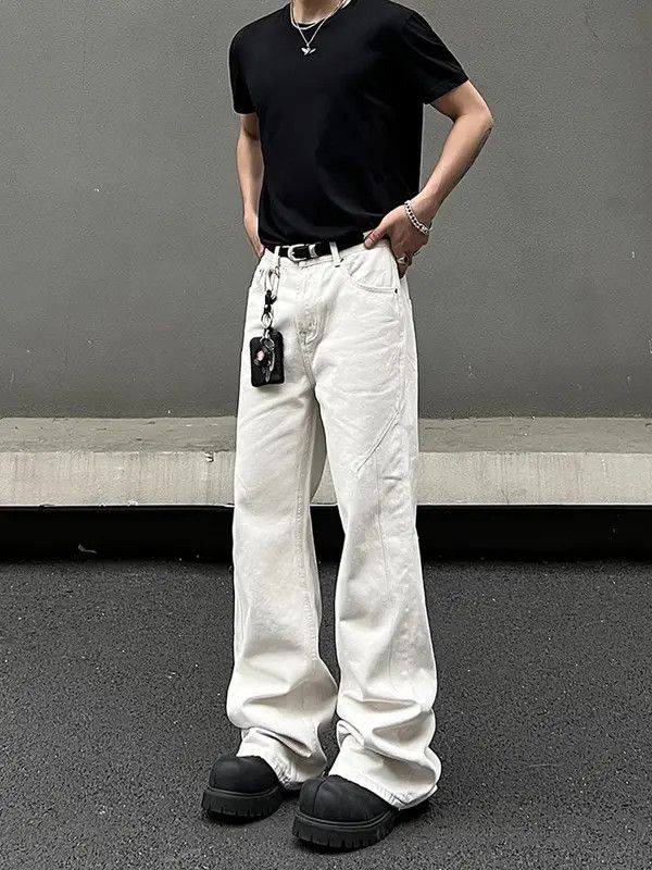 VIBE Stylish White Baggy White Leg Jeans Size US 30 / EU 46 - 8 Thumbnail