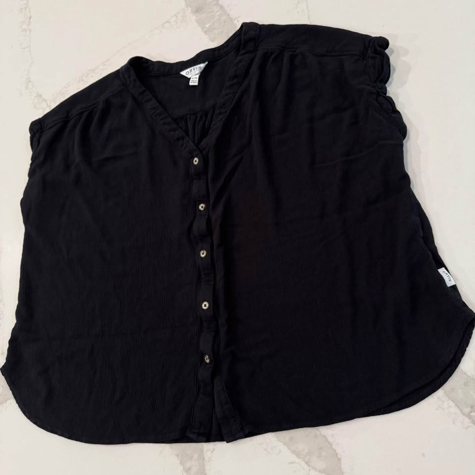Orvis Orvis Short Sleeve Button Front V-Neck Blouse Women's XL Size XL / US 12-14 / IT 48-50 - 2 Thumbnail