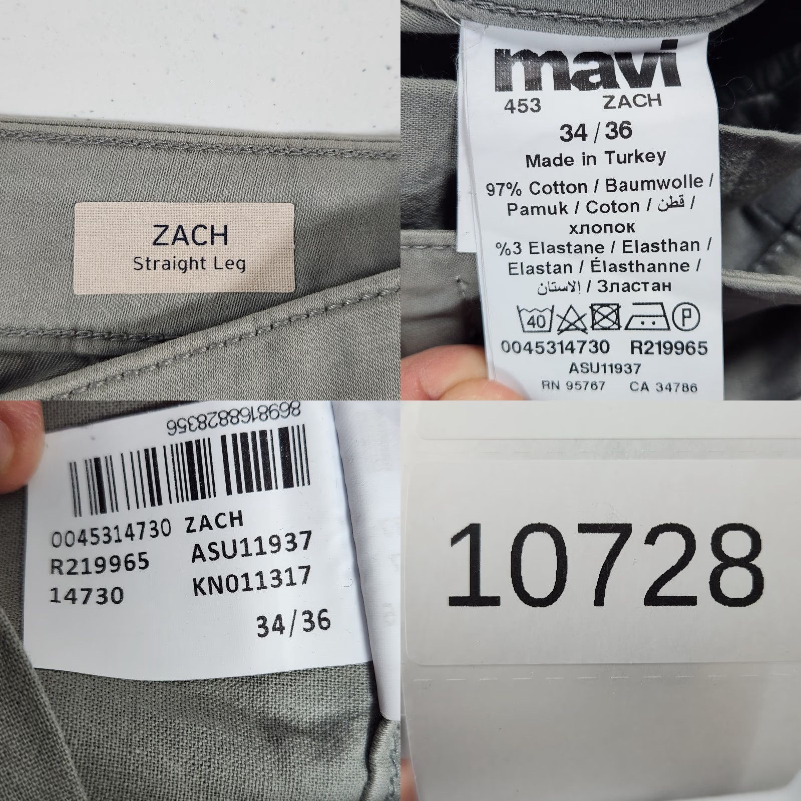 Mavi Mavi Zach Straight Leg Pants Mens 34x36 Olive Green Sage Grey Stretch Chino Size US 34 / EU 50 - 8 Thumbnail