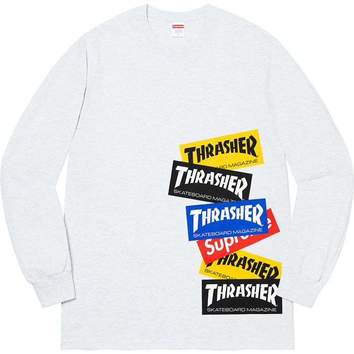 Supreme Supreme Thrasher Multi Logo L/S Tee Ash Grey Medium | Grailed