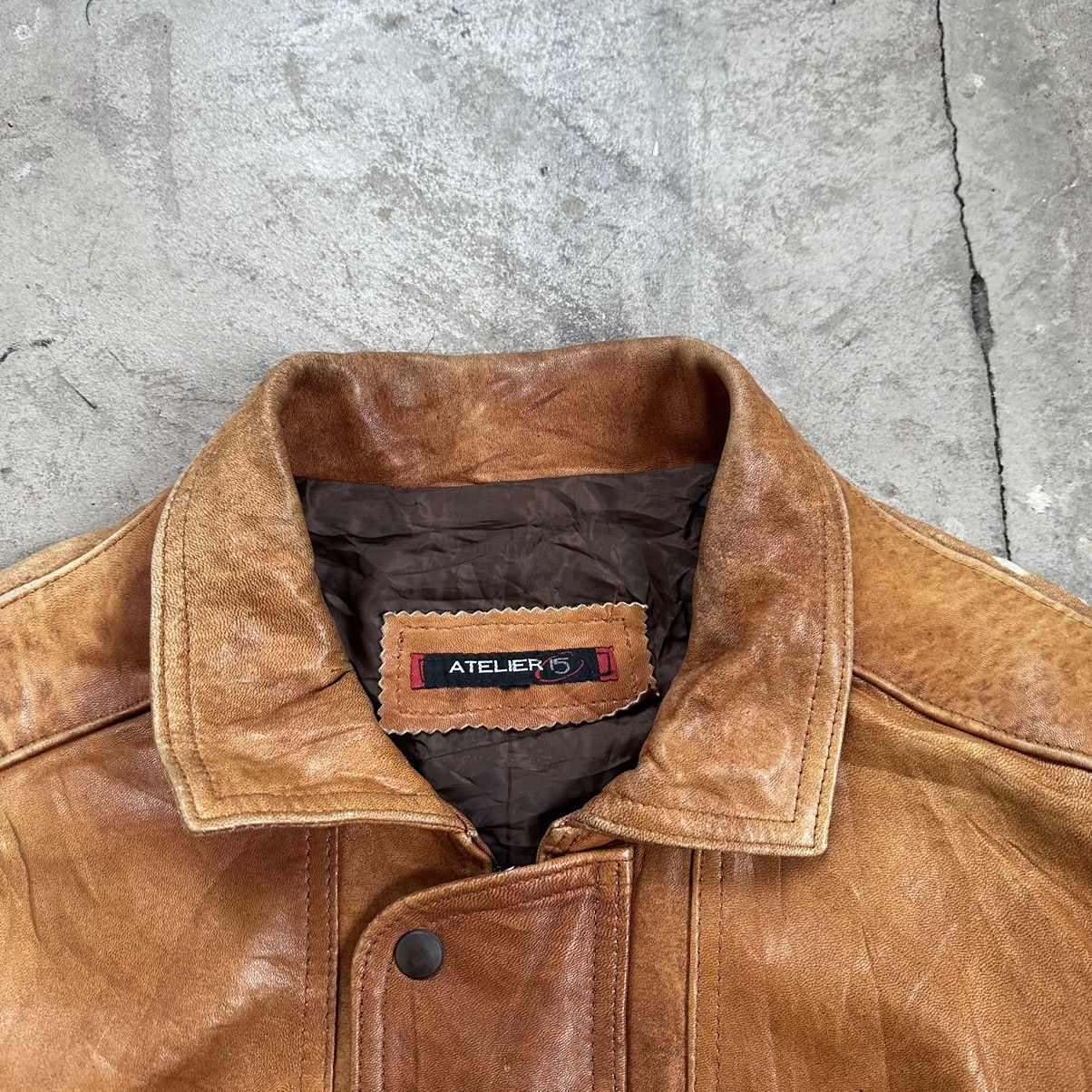 Vintage Vintage light Brown Leather jacket vintage y2k Size US XL / EU 56 / 4 - 4 Thumbnail