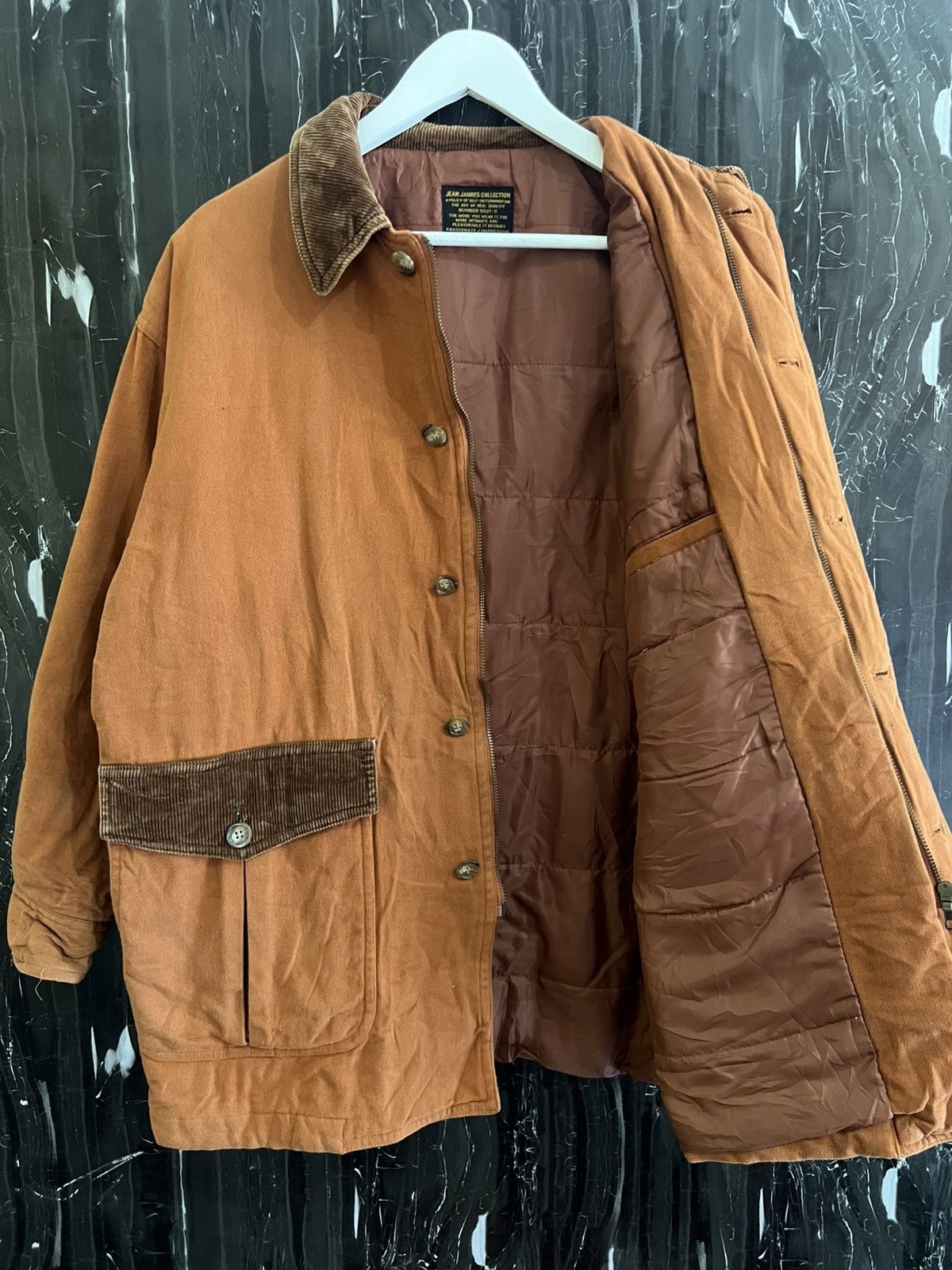 Japanese Brand Jean Jaurès Collection Corduroy Collar Work Jacket Size US XL / EU 56 / 4 - 3 Thumbnail