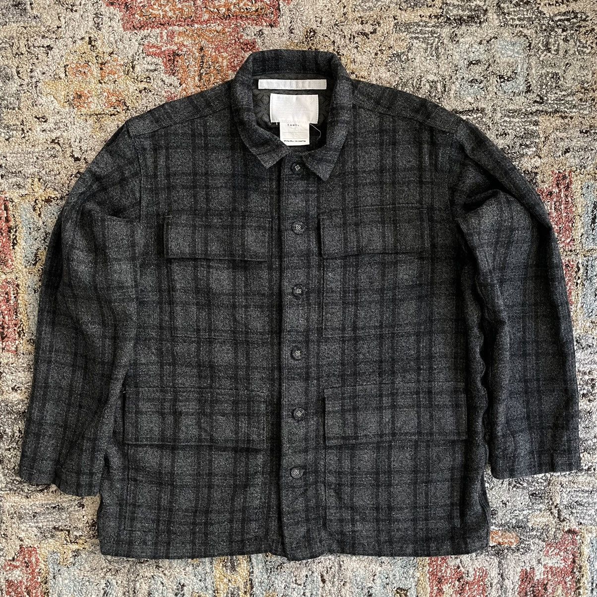 image of White Mountaineering Ss16 Sample Bdu Flannel Shirt Jacket Wool Cotton Japan in Grey (Size Small)