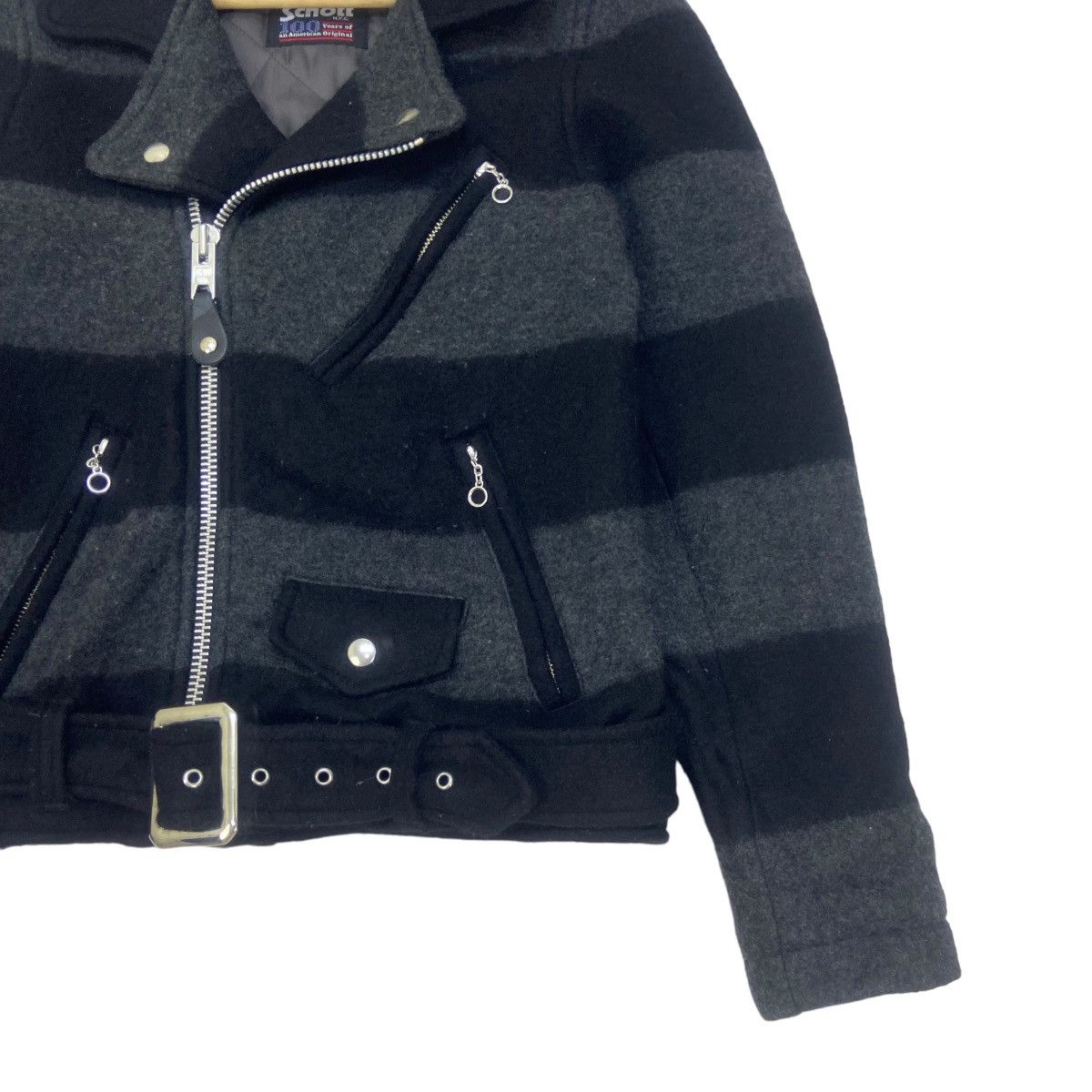 Schott Schott Double Collar Biker Wool Jacket Size US XXS / EU 40 - 7 Thumbnail