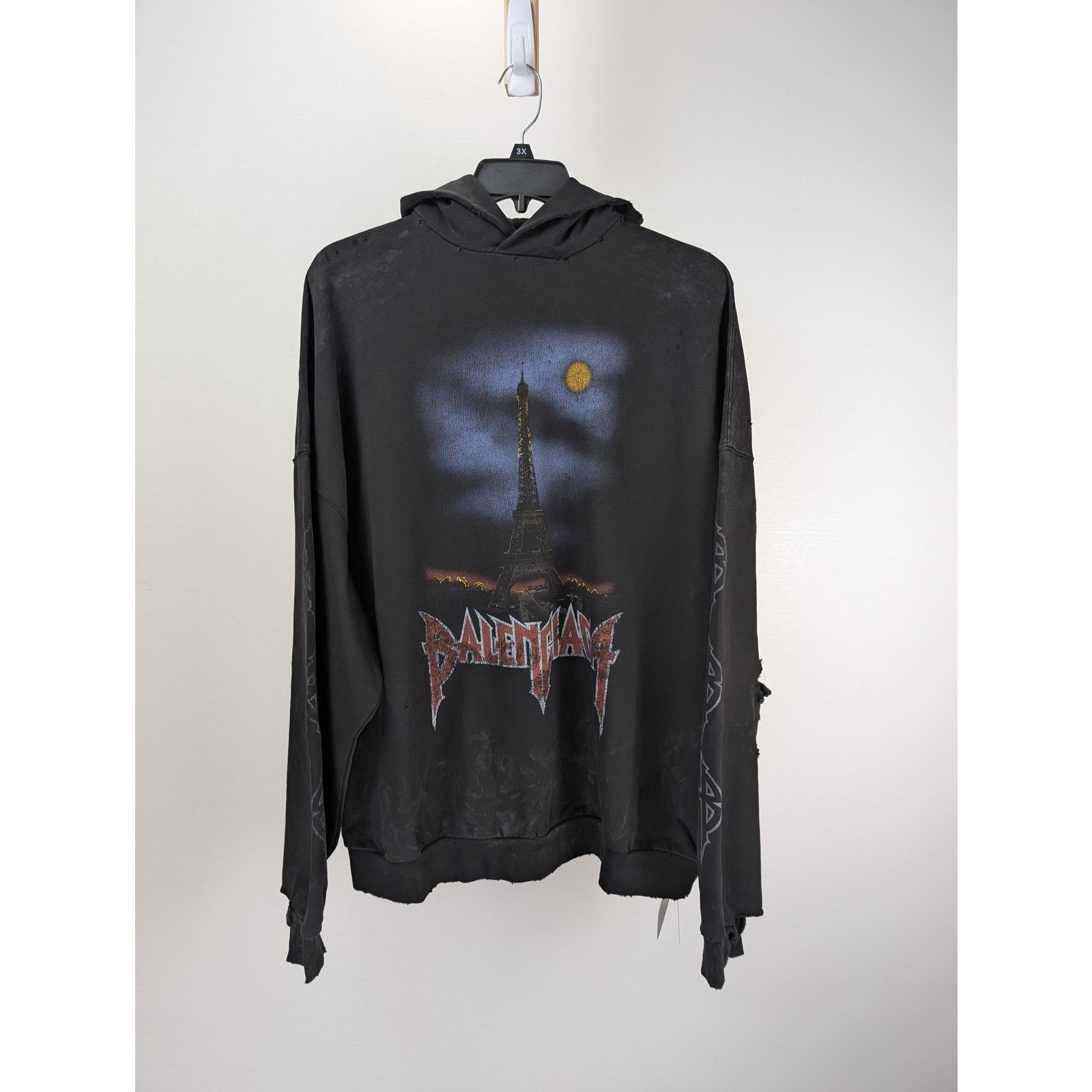 Balenciaga o1rshd1 No Pocket Large Fit Hoodie in Washed Black Size US L / EU 52-54 / 3 - 6 Thumbnail
