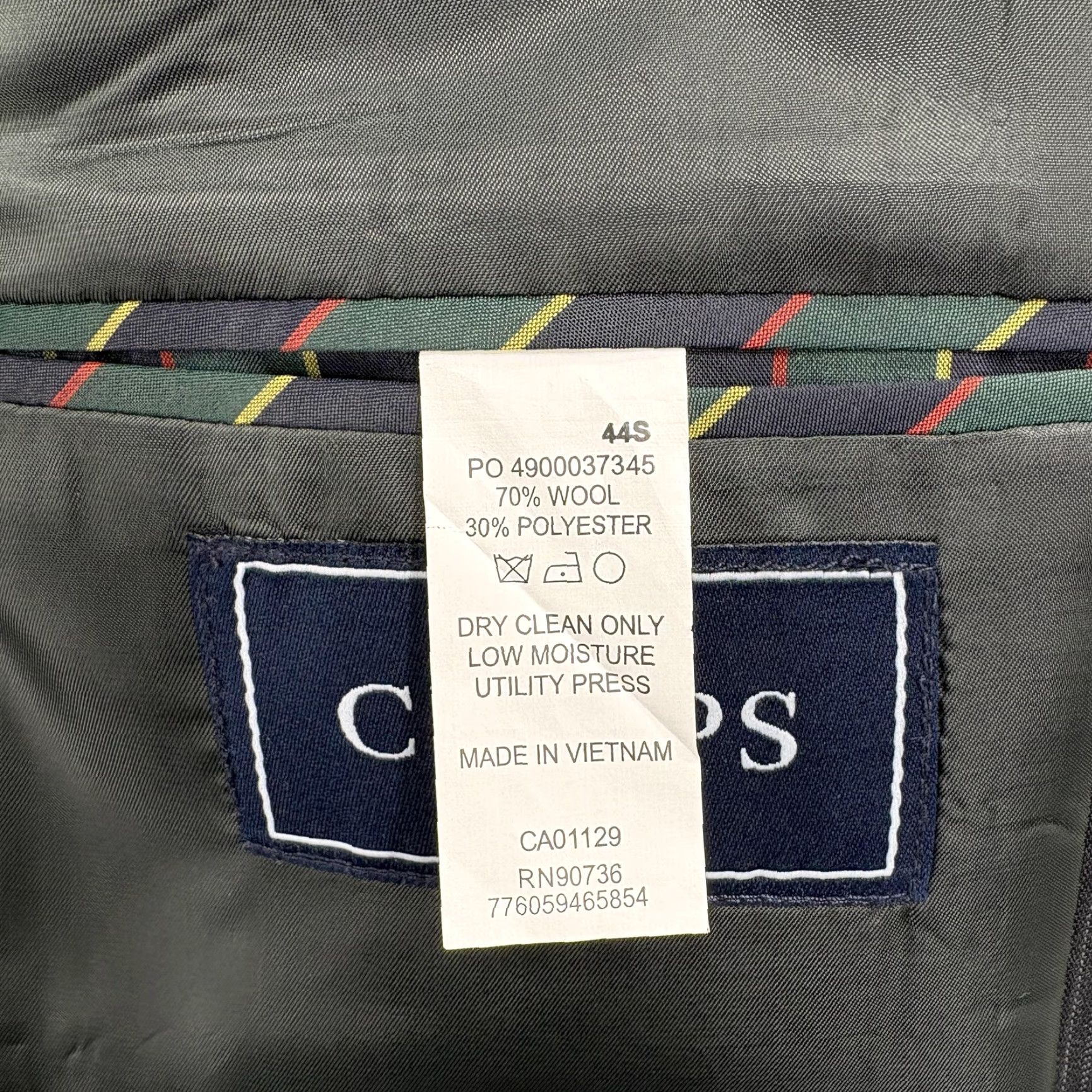 Chaps Chaps Suit Jacket Sport Coat Mens 44S Gray Pinstripe Wool Blend Two Button NWT Size 44R - 7 Thumbnail