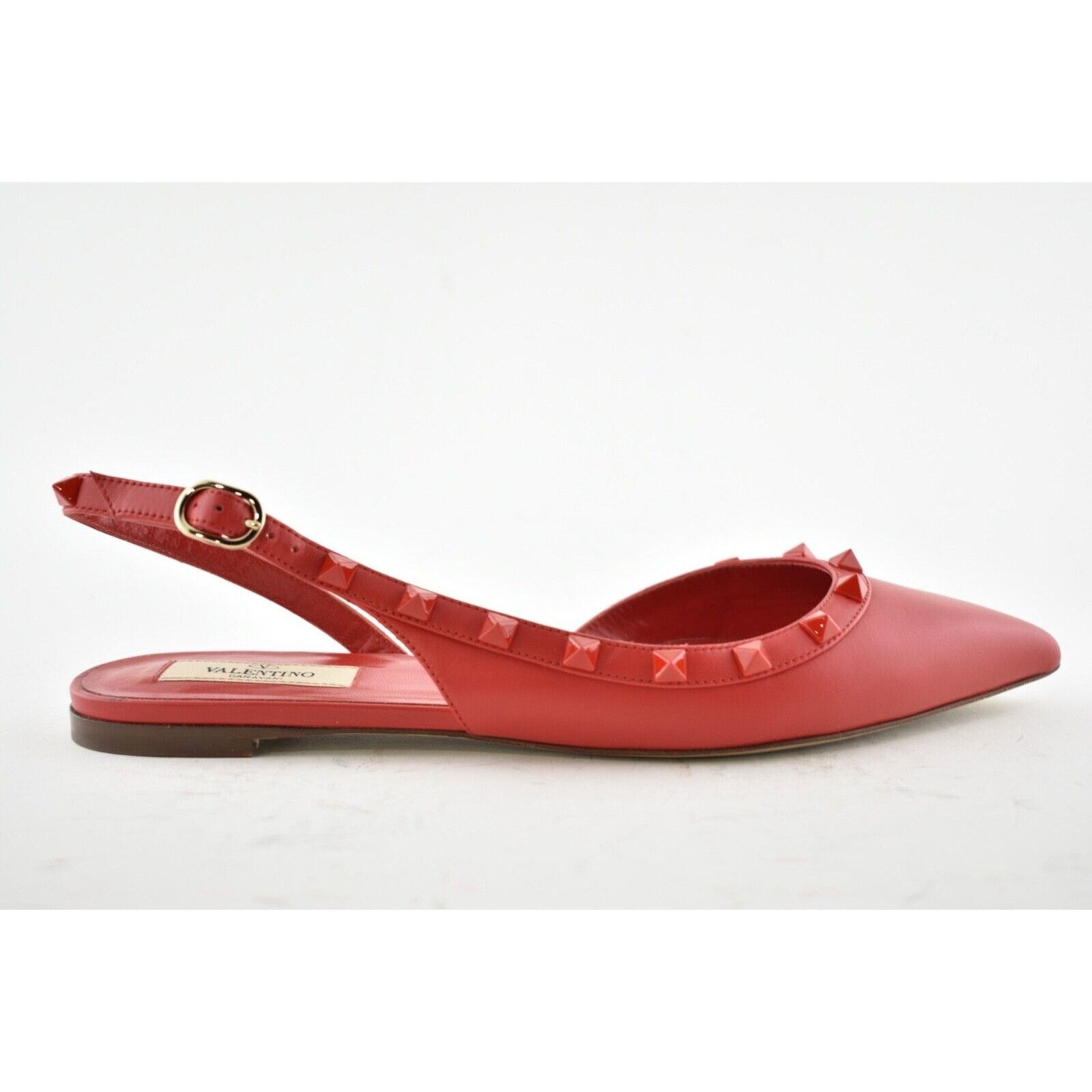 Valentino Valentino Rockstud Red Tonal Stud Pointed Slingback Ballet Size US 6.5 / IT 36.5 - 2 Thumbnail