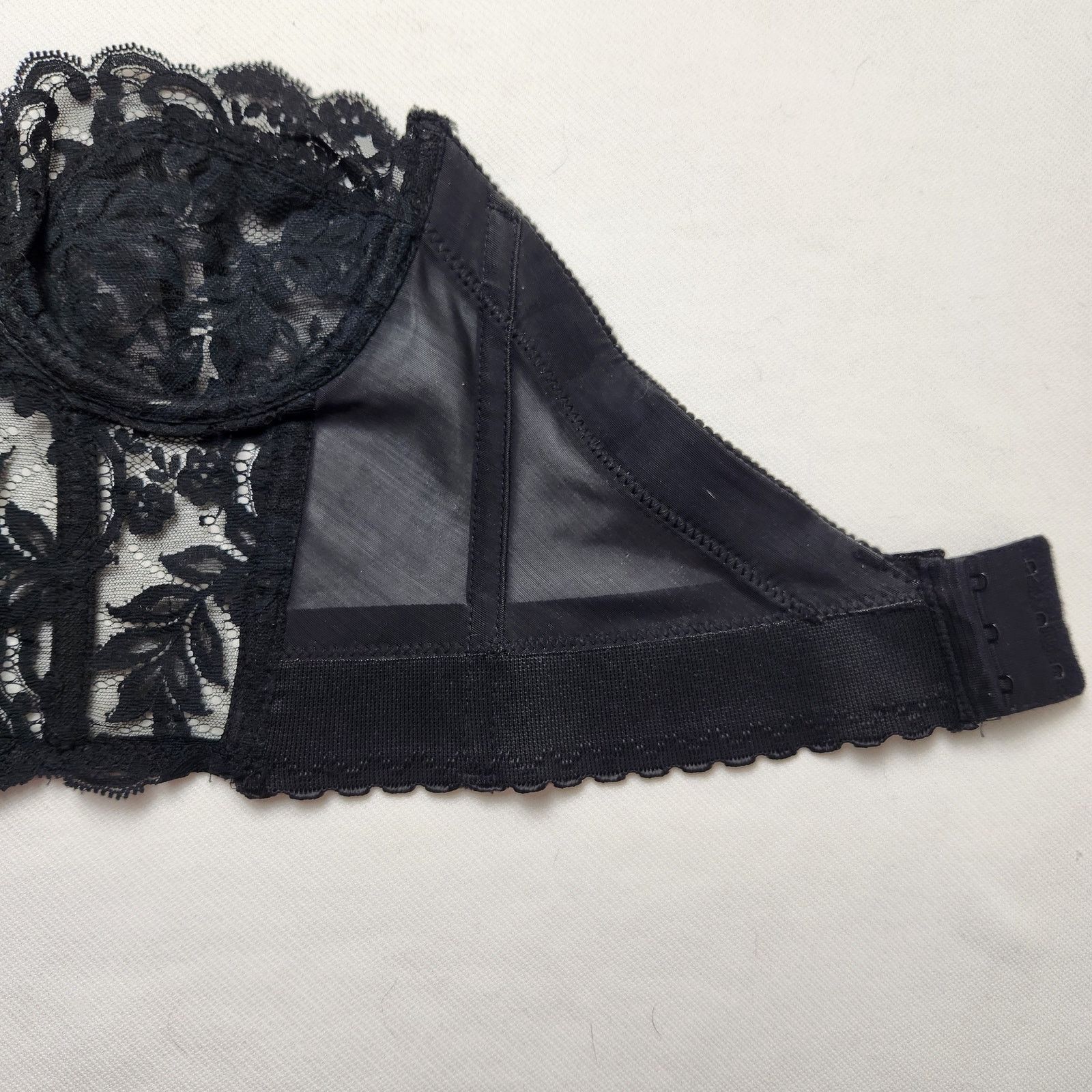 Vintage Vintage Lace Bustier Corset Low Back 34 A Black Lingerie Bra Size S / US 4 / IT 40 - 7 Thumbnail