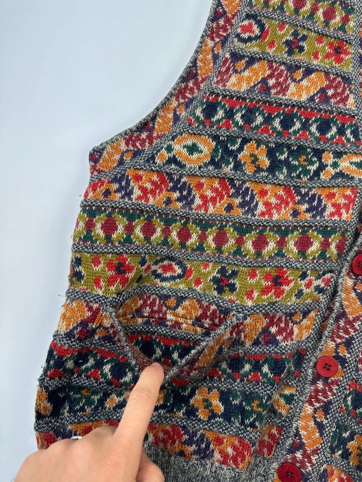Missoni Missoni 90s Multicolor Jacquard Wool Mohair Cardigan Vest Size US L / EU 52-54 / 3 - 3 Thumbnail