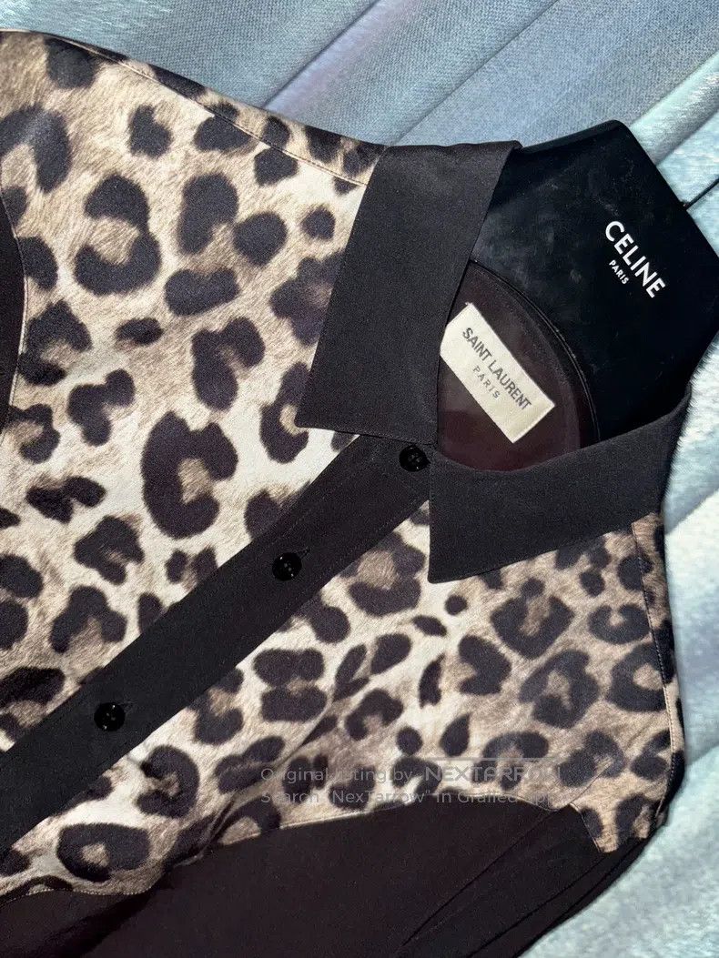 Saint Laurent Paris Saint Laurent Paris Leopard Print Patchwork Shirt Size XS / US 0-2 / IT 36-38 - 3 Thumbnail