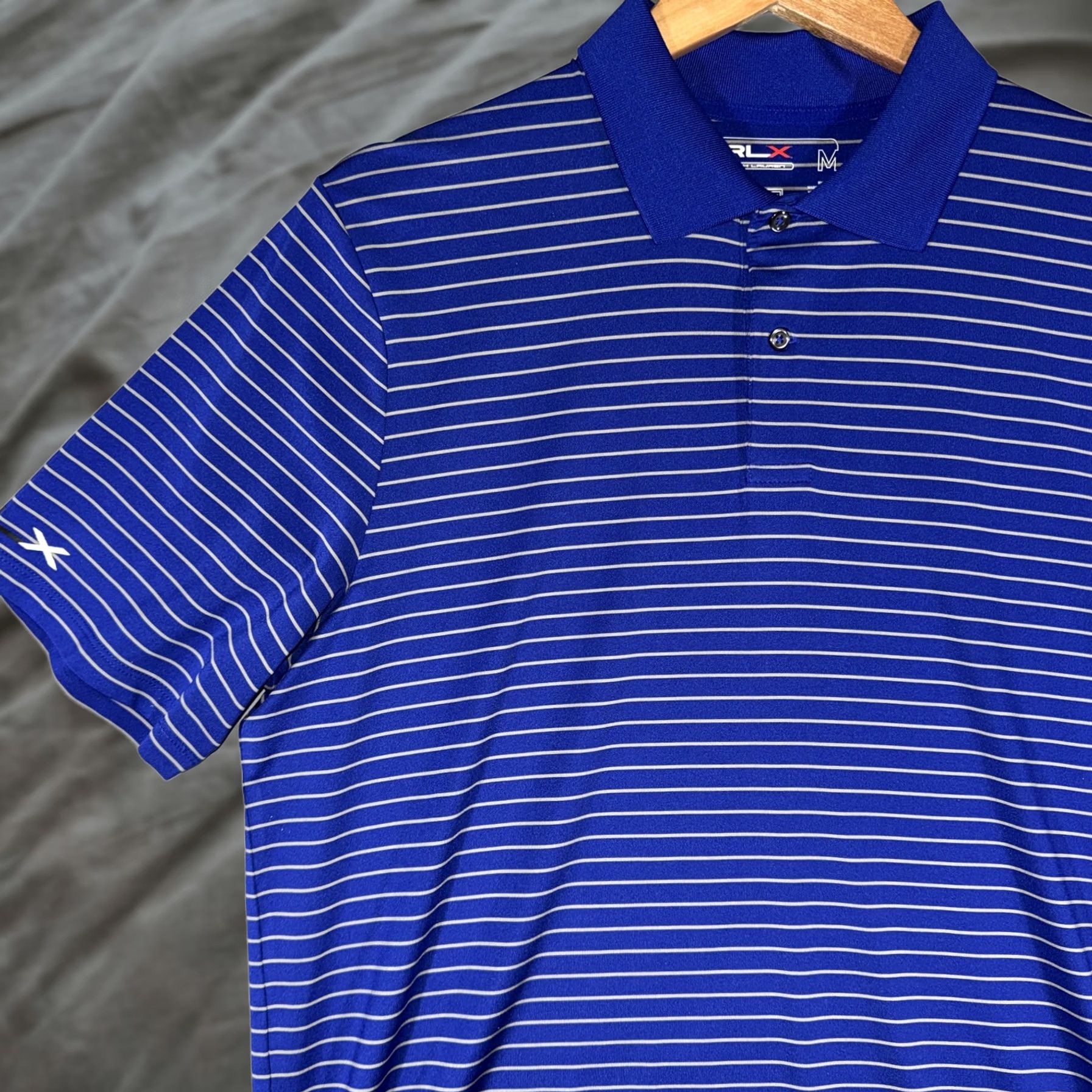 Polo Ralph Lauren RLX Ralph Lauren Polo Shirt Mens M Blue Stripe Golf Performance Short Sleeve Size US M / EU 48-50 / 2 - 1 Thumbnail