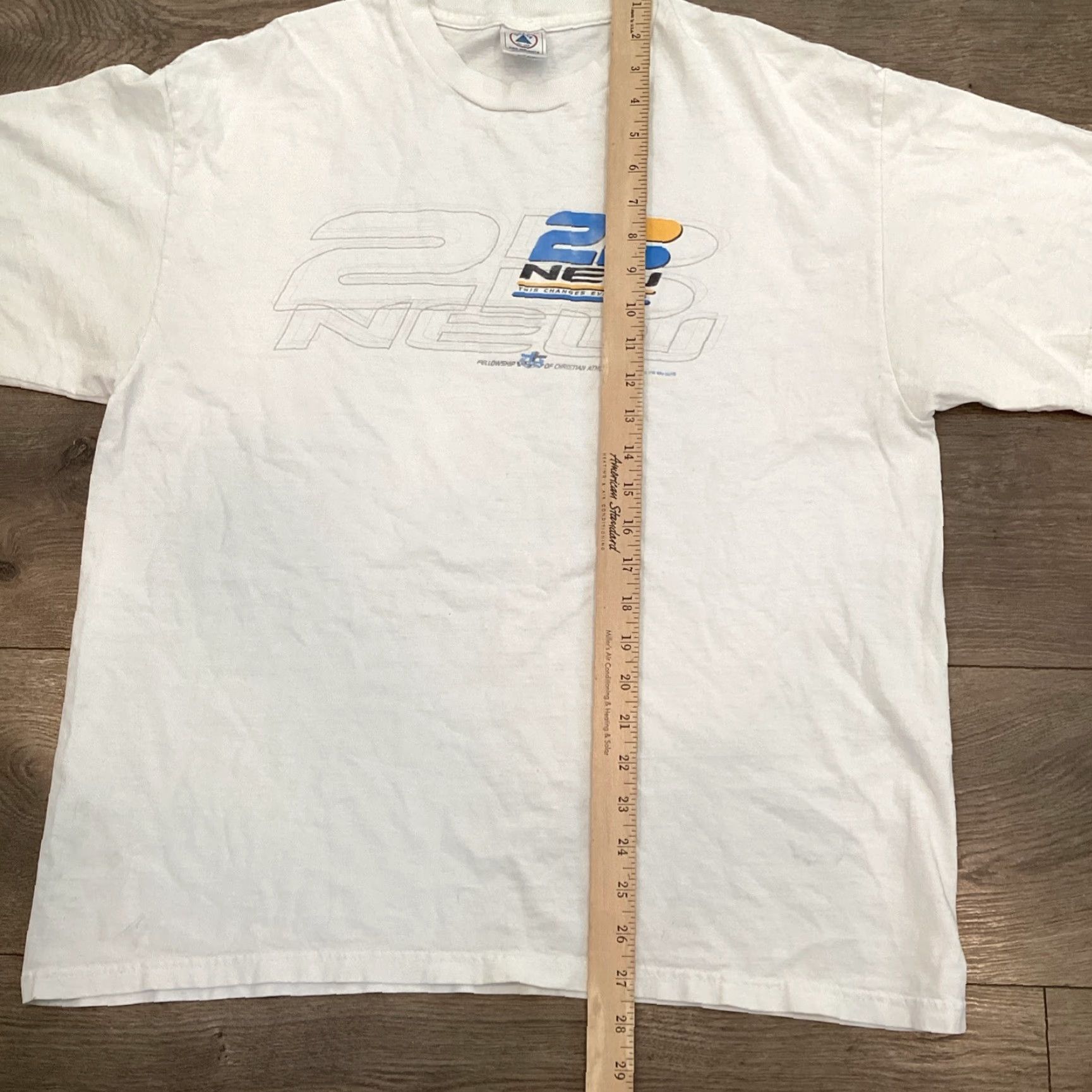 Delta VINTAGE Y2K Delta Fellowship Christian T-Shirt Adult XL White Mens Size US XL / EU 56 / 4 - 5 Thumbnail