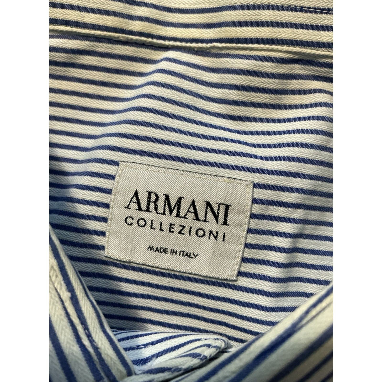 Armani VINTAGE Armani Collezioni Dress Shirt Long Sleeve Button Blue Striped Sz.L Mens Size 42R - 5 Thumbnail