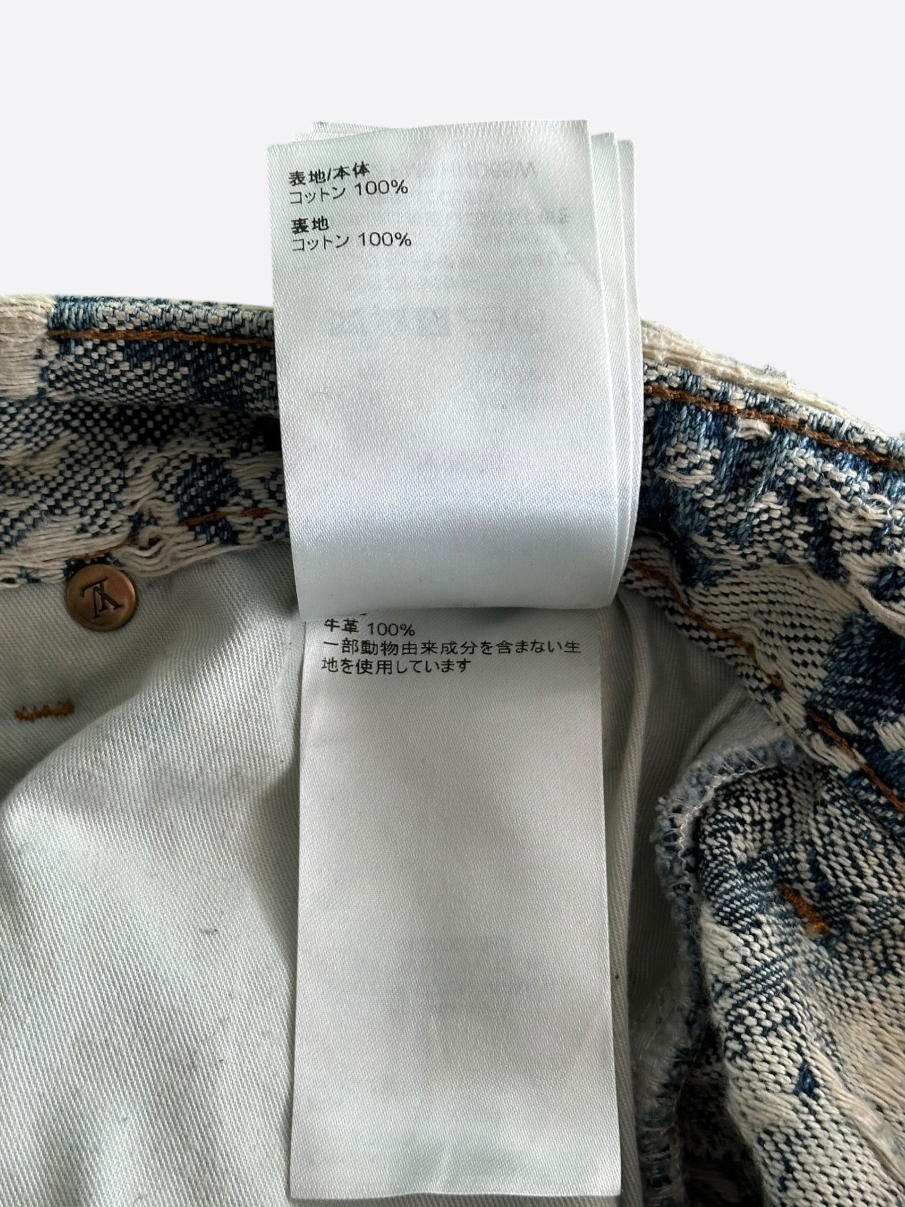 Louis Vuitton Blue & White Floral Distressed Carpenter Shorts Size US 28 / EU 44 - 7 Thumbnail