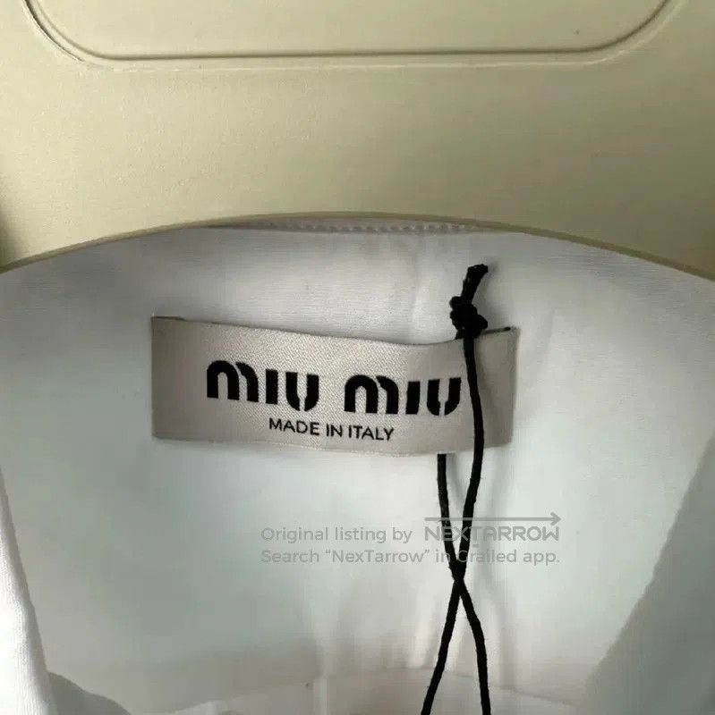 Miu Miu Miu Miu White Cropped Cotton Shirt with Embroidery . Size L / US 10 / IT 46 - 6 Thumbnail
