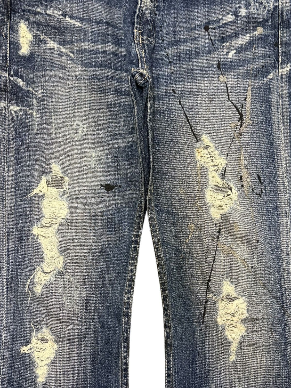 If Six Was Nine Vintage Japanese Brand Painted Distress Flare Jeans Size 31" - 3 Thumbnail