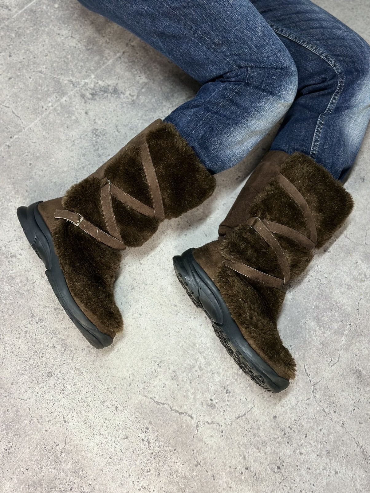 If Six Was Nine Fur Boots Bogner LGB Brown leather vintage Mohair Japan Hype Size US 8 / EU 41 - 8 Thumbnail