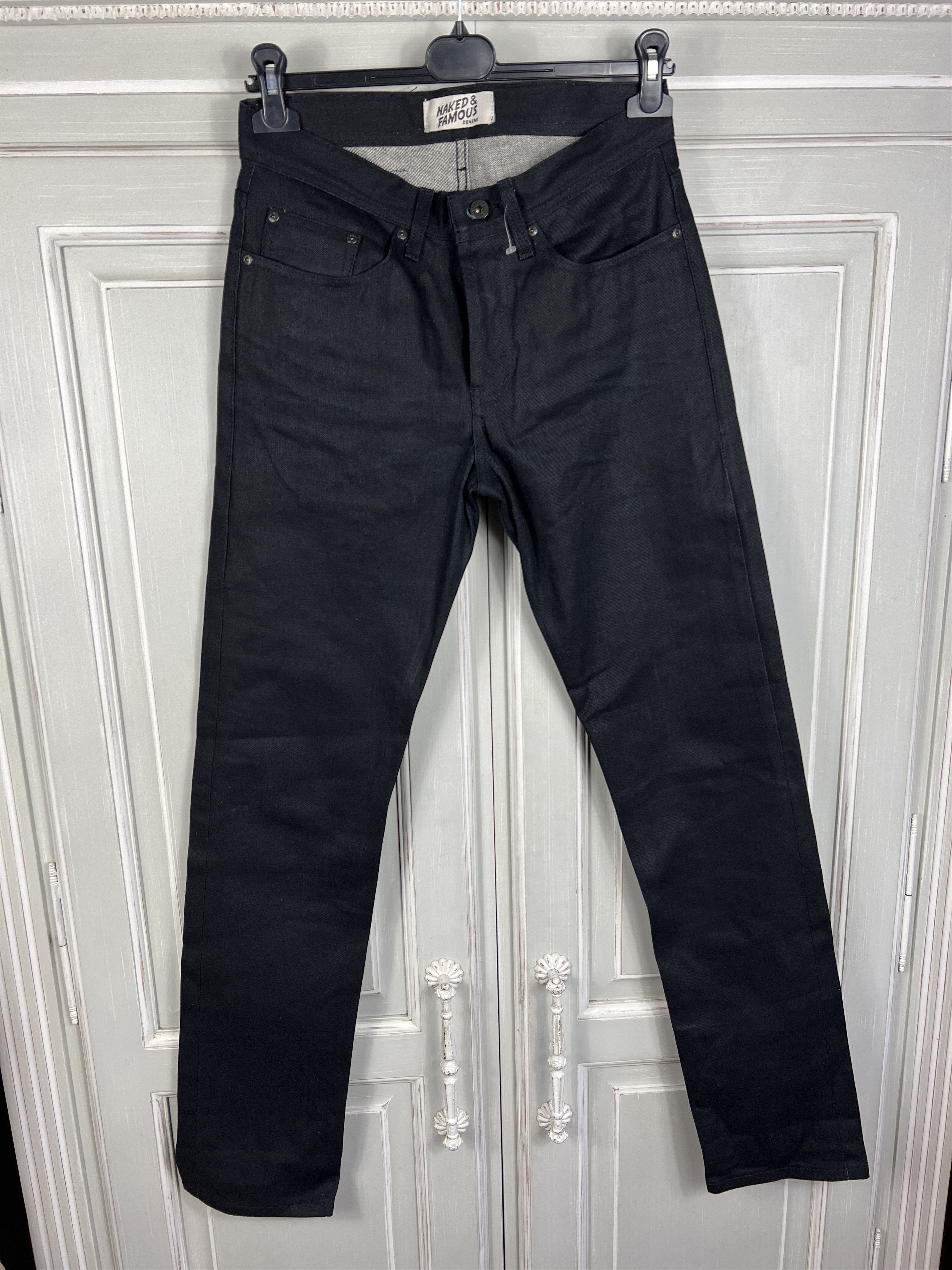 Naked & Famous naked famous denim black selvedge pants skinny wax jeans Size US 29 - 1 Thumbnail