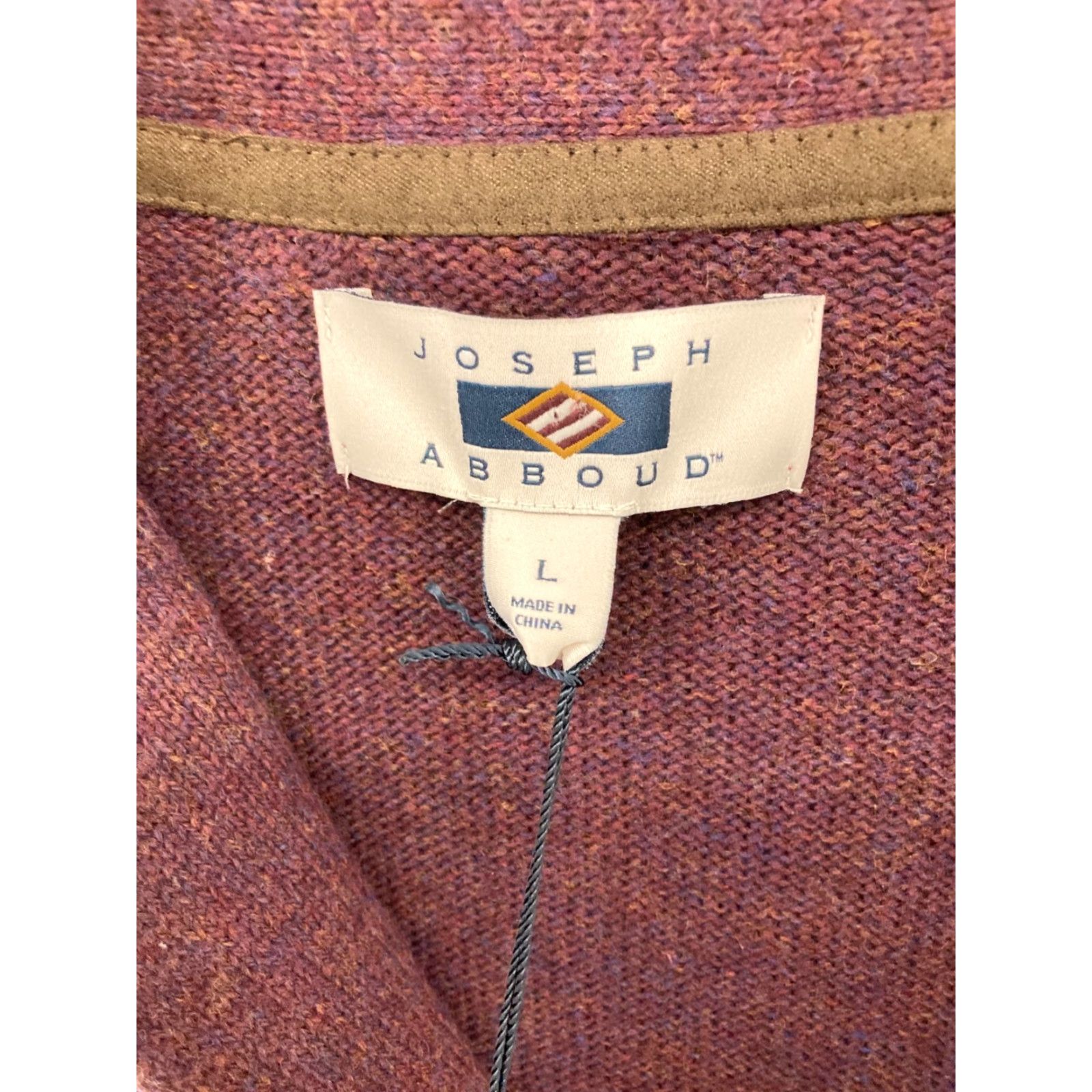 Joseph Abboud Joseph Abboud Mens Cardigan Sweater NWT Burgundy Large Cable-Knit V-Neck Wool Blend with Pockets Size US L / EU 52-54 / 3 - 7 Thumbnail