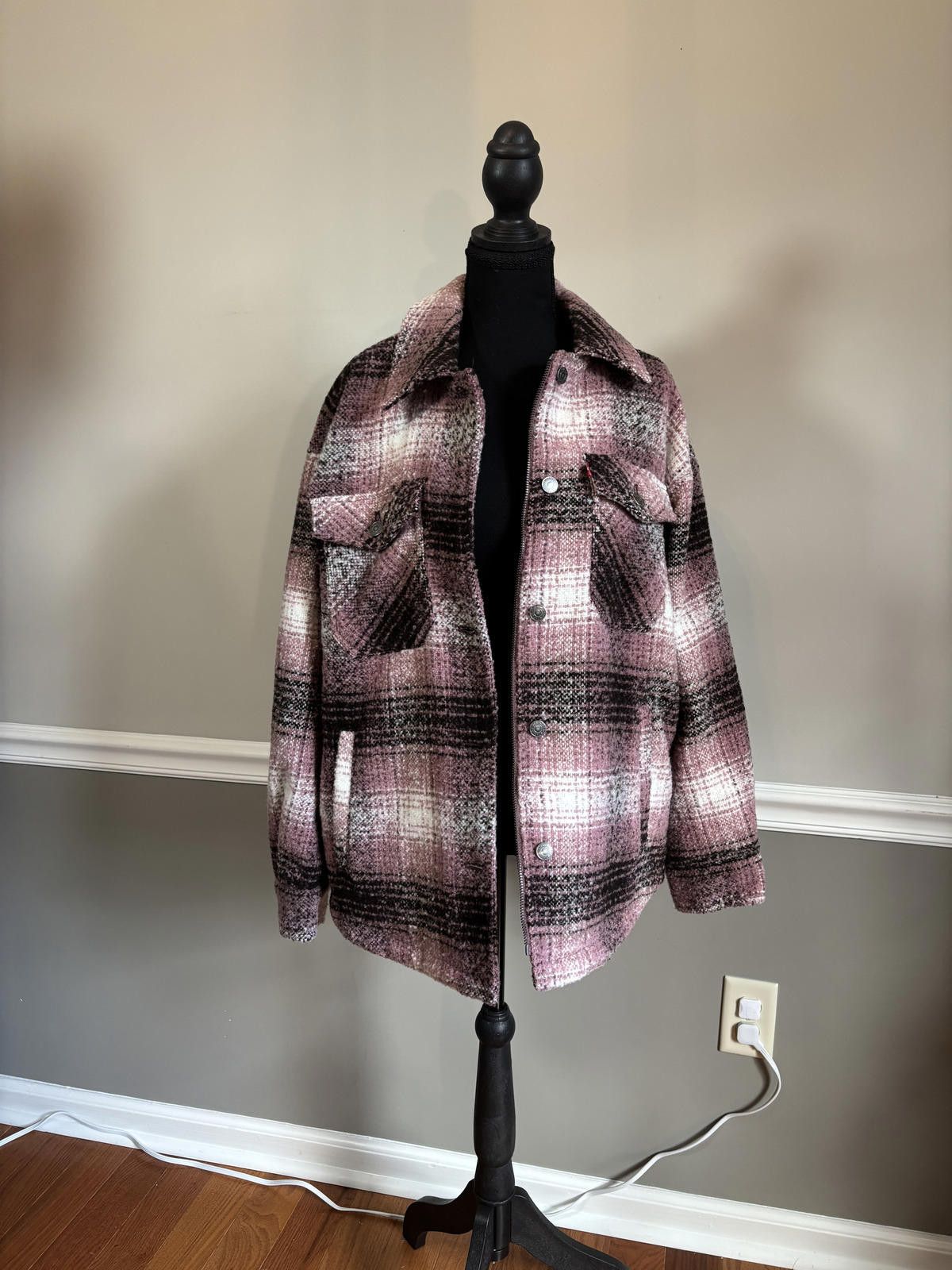 Other Cottage Core Levi's Pink and Black Plaid Wool Jacket Size M / US 6-8 / IT 42-44 - 1 Thumbnail