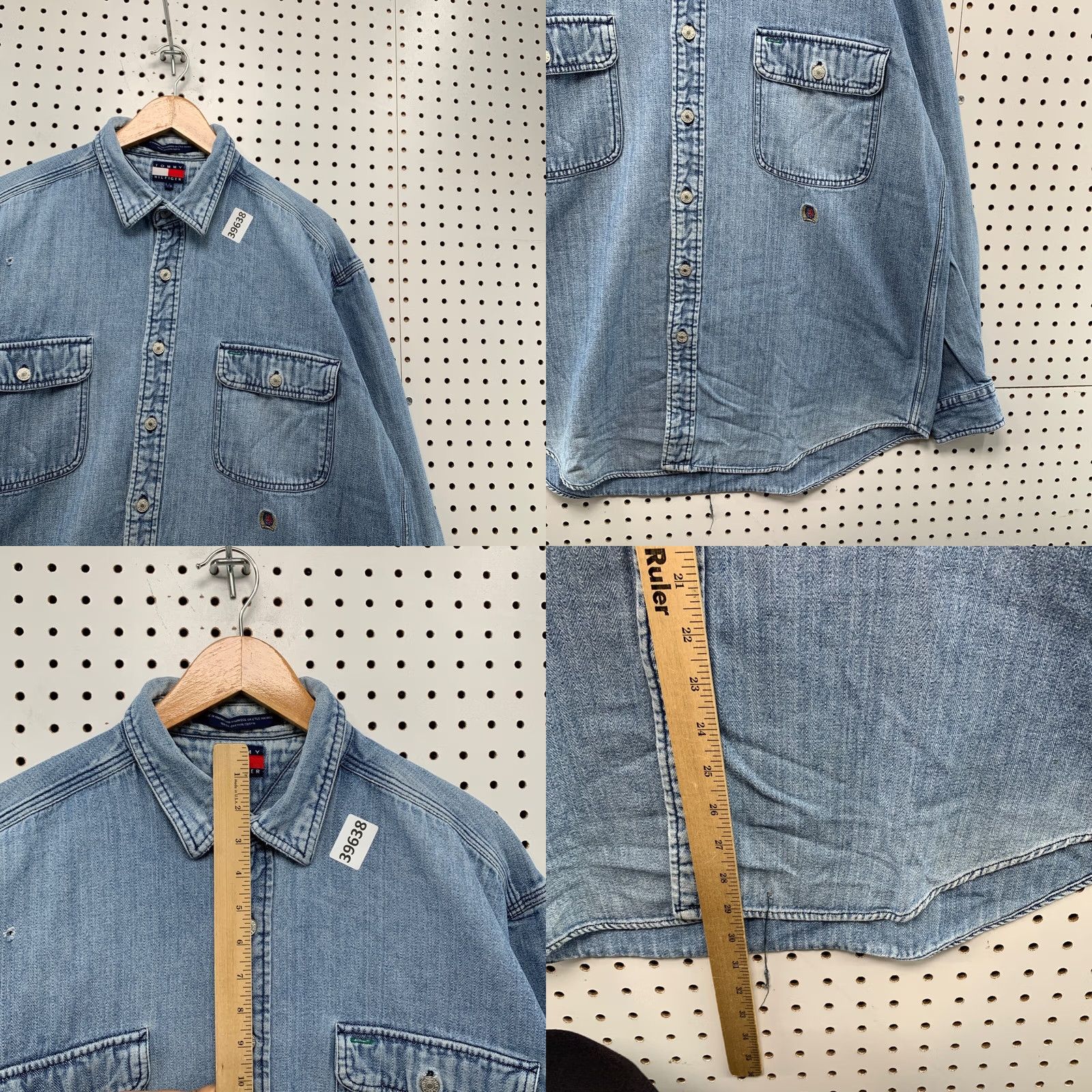 Tommy Hilfiger VINTAGE Tommy Hilfiger Shirt Mens Large Blue Pocket Button Denim Size US L / EU 52-54 / 3 - 9 Thumbnail