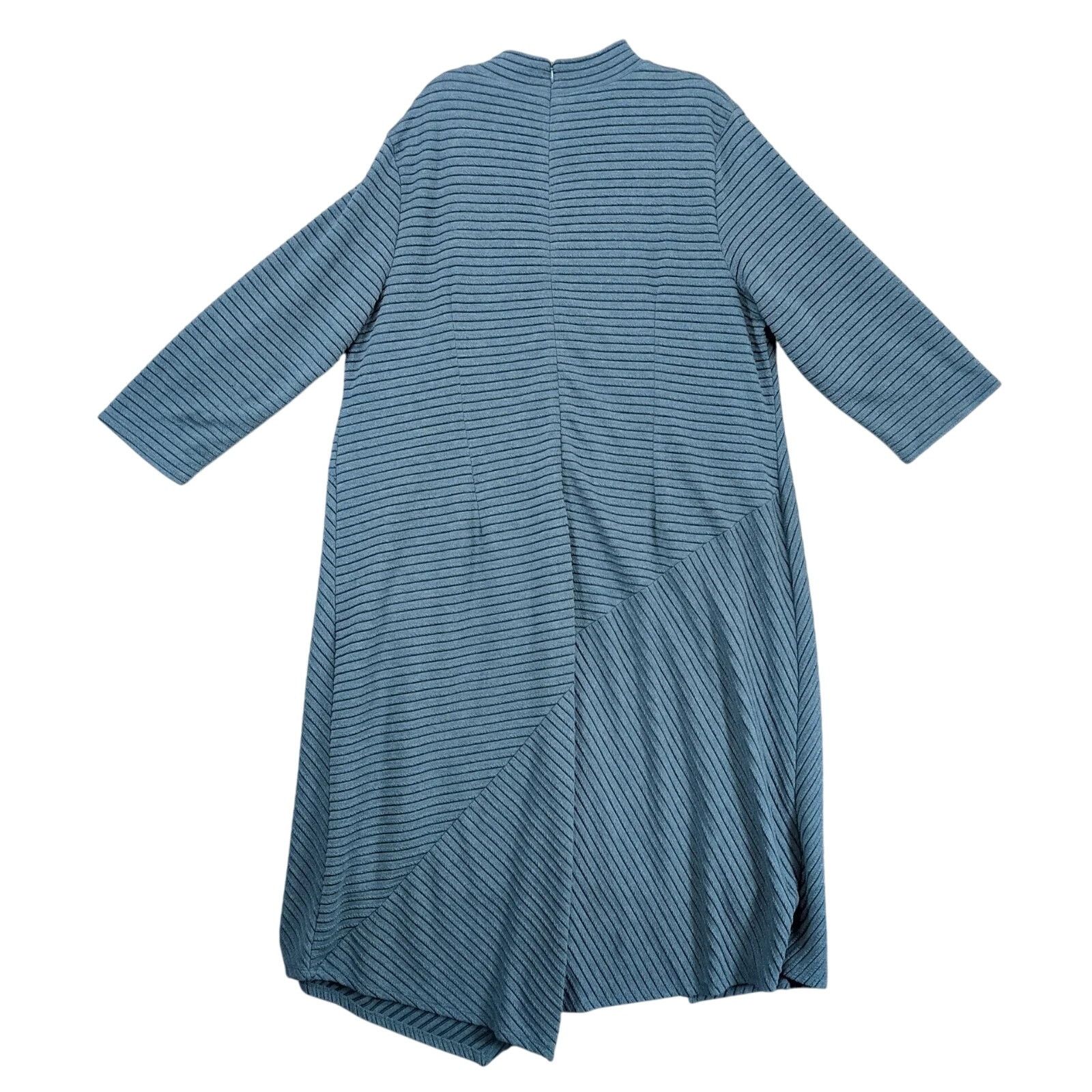 Other Cato Geometric Lines Blue Knit Midi Dress Plus Size 22/24W Size 4XL / US 24-26 - 2 Thumbnail