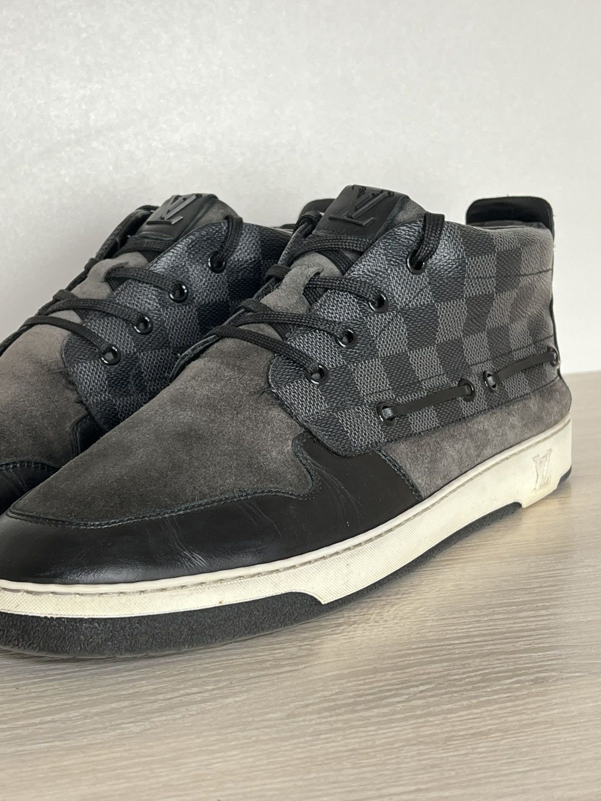 Louis Vuitton Louis Vuitton Damier Graphite Leather Mid-Top Sneaker Size US 10 / EU 43 - 6 Thumbnail