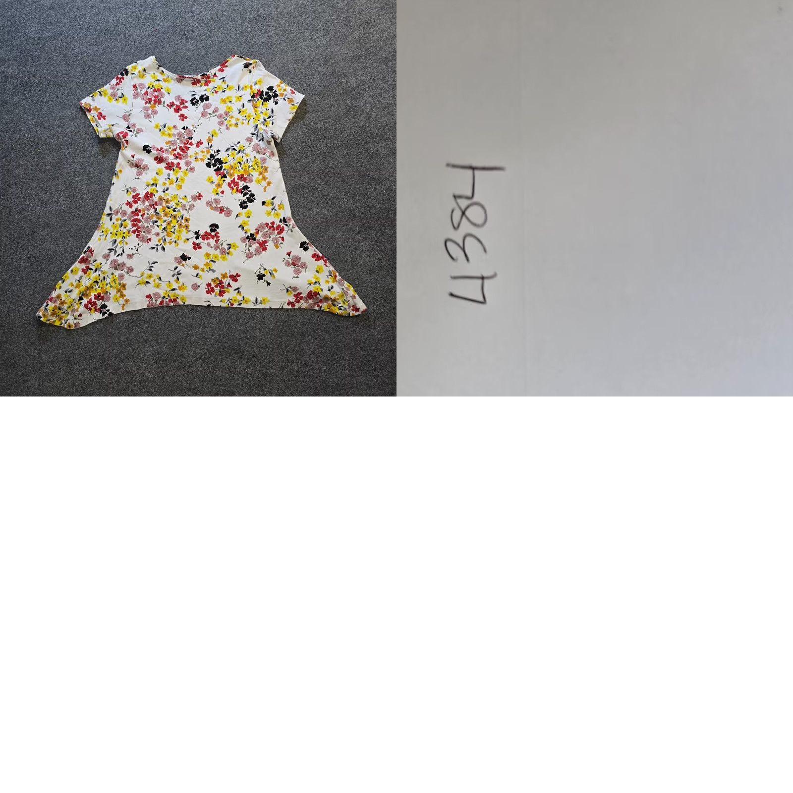 Habitat Habitat Top Womens Large White Yellow Floral Asymmetrical Stretch Casual T-Shirt Tunic Short Sleeve Round Neck Crew Neck Cotton Regular Mens? Womens Size L / US 10 / IT 46 - 8 Thumbnail