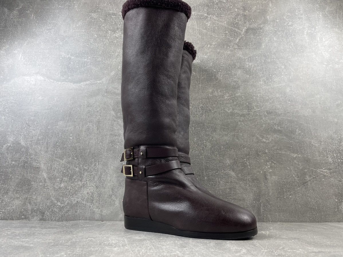 Jimmy Choo Jimmy Choo Belted Hight Shearling Leather Burgundy Boots Size US 7 / IT 37 - 2 Thumbnail