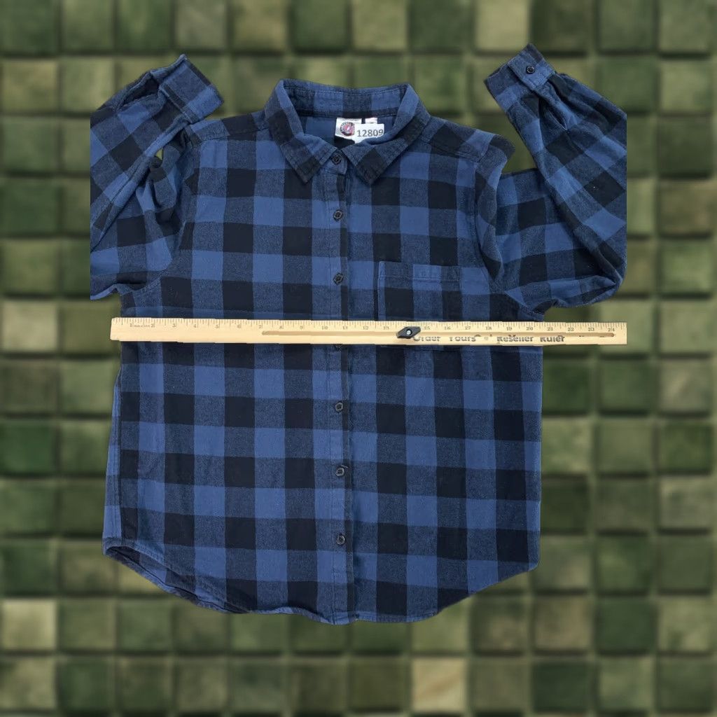 Vintage Grateful Dead Shirt Womens Small Blue Check Plaid Flannel Button-Up Casual Sleeve Long Sleeve Collared Cotton Blend 80s 90s Rock Classic Graphic Print Size S / US 4 / IT 40 - 1 Thumbnail