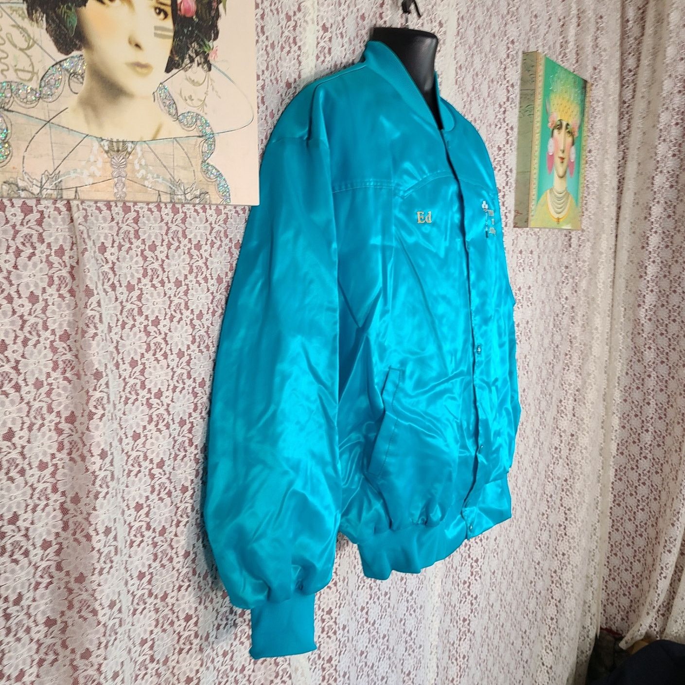 Vintage Vintage 80s West Ark blue satin embroidered windbreaker 2xl Size US XXL / EU 58 / 5 - 9 Thumbnail