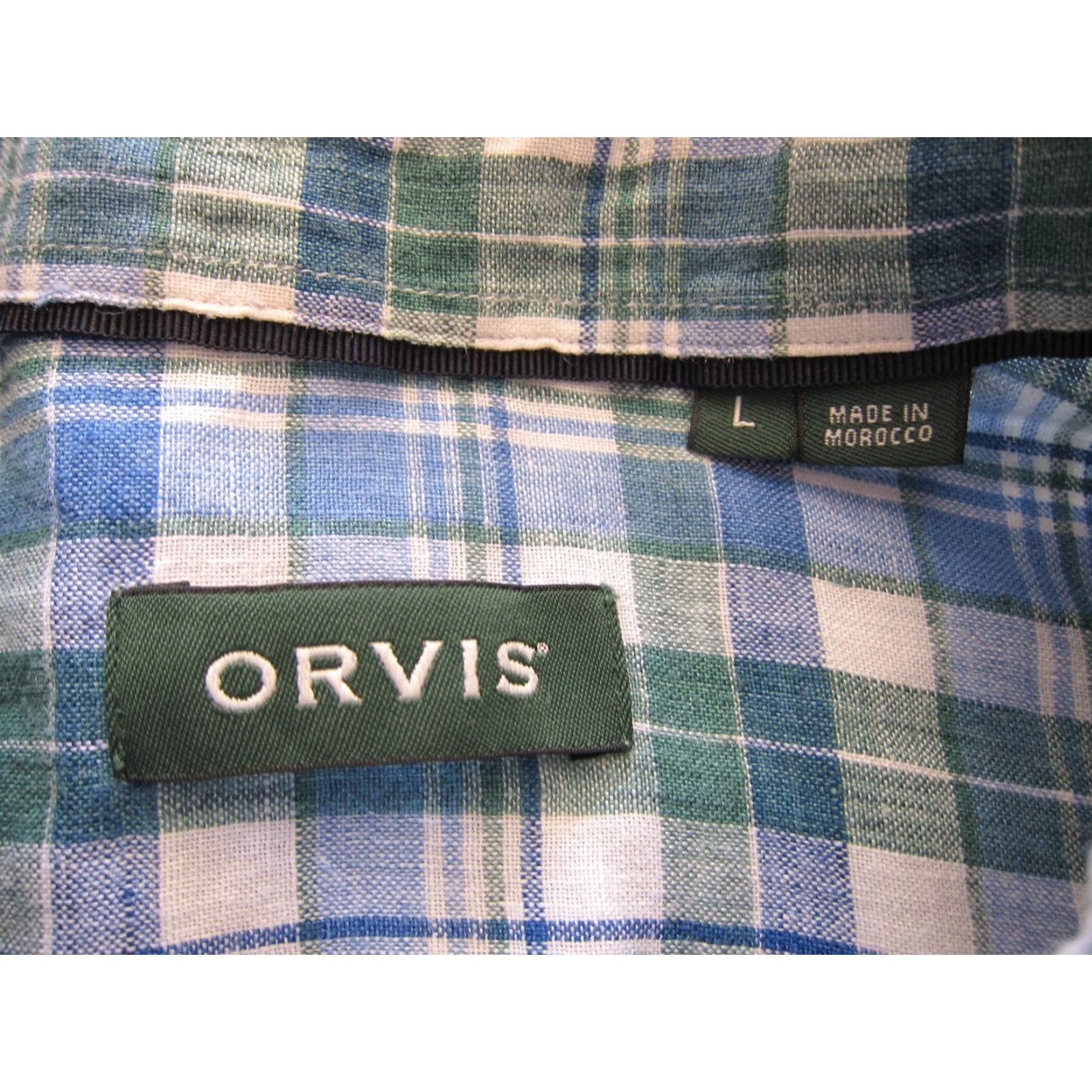 Orvis Orvis 100% Linen White Green Blue Plaid Short Sleeve Button Down Shirt Large Size US L / EU 52-54 / 3 - 4 Thumbnail