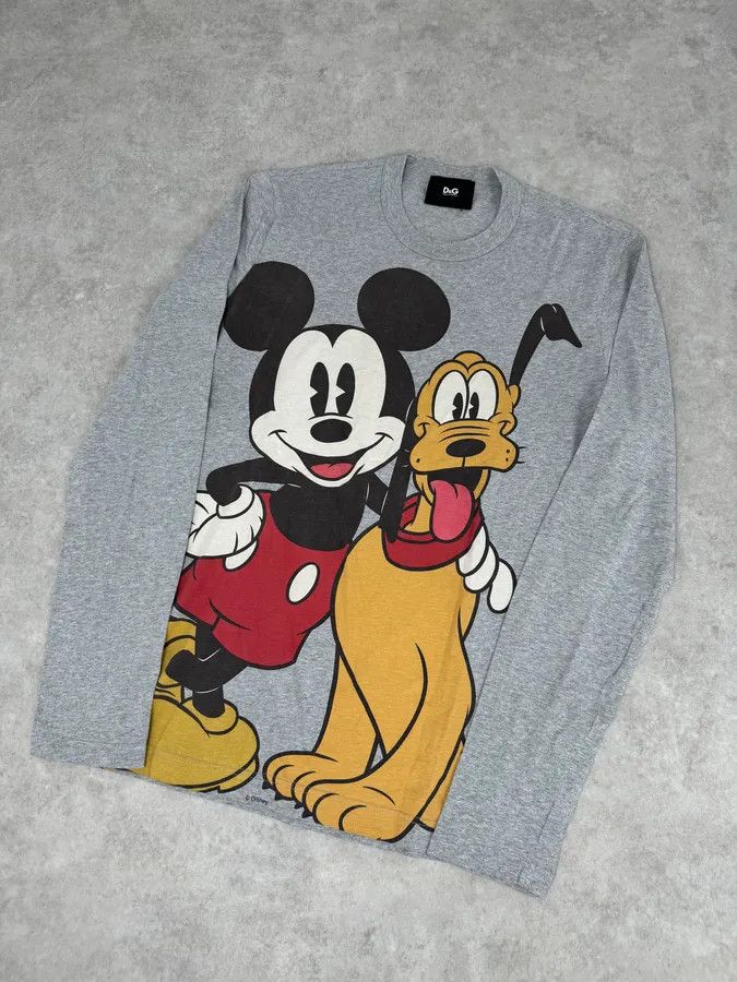 Dolce & Gabbana AW2010 Dolce & Gabbana Mickey & Pluto Grey Longsleeves Size US L / EU 52-54 / 3 - 6 Thumbnail