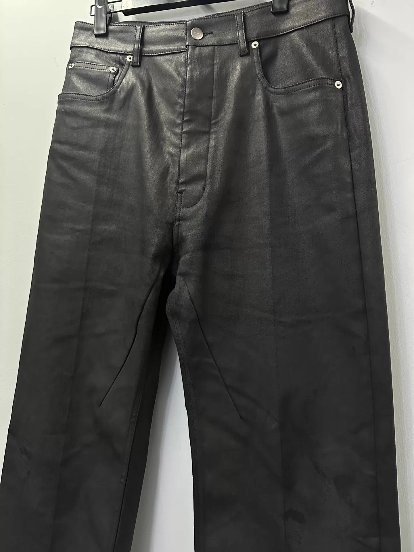 Rick Owens Rick Owens Geth Waxed Straight Wide-Leg Jean Size 30 Size US 30 / EU 46 - 2 Thumbnail