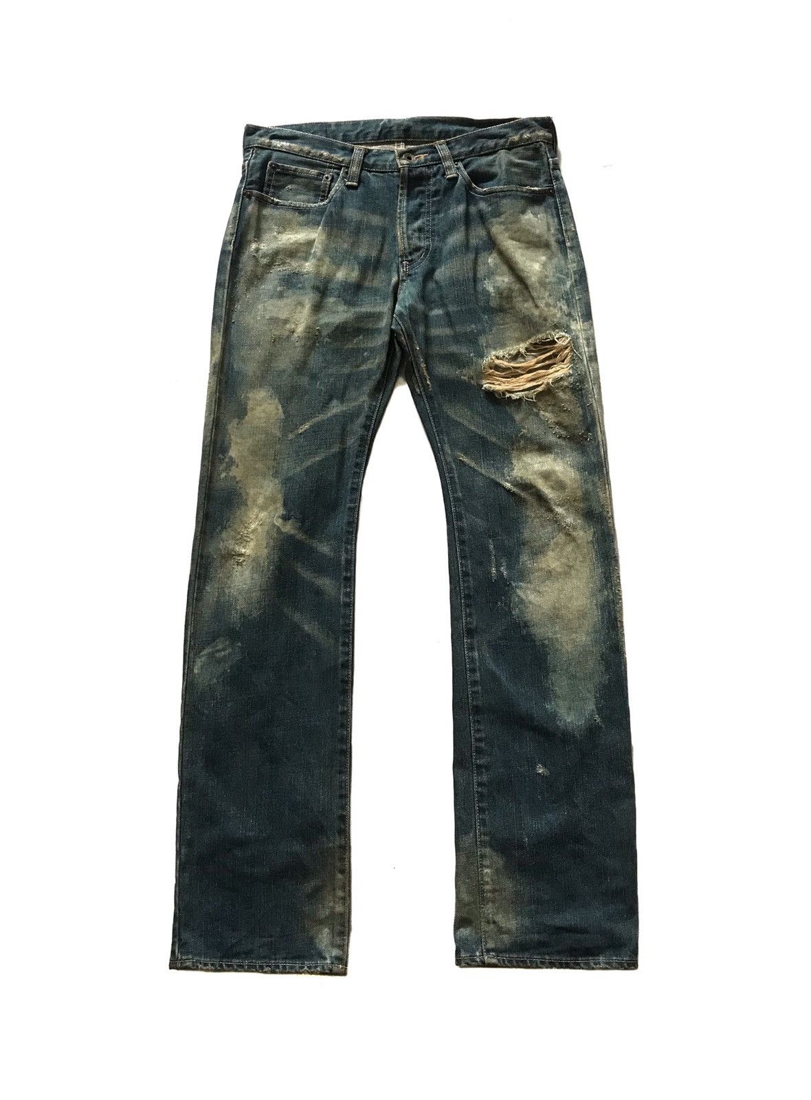 Japanese Brand × Takeo Kikuchi TAKEO KIKUCHI DISTRESSED BLEACH JEANS Size US 30 / EU 46 - 1 Thumbnail