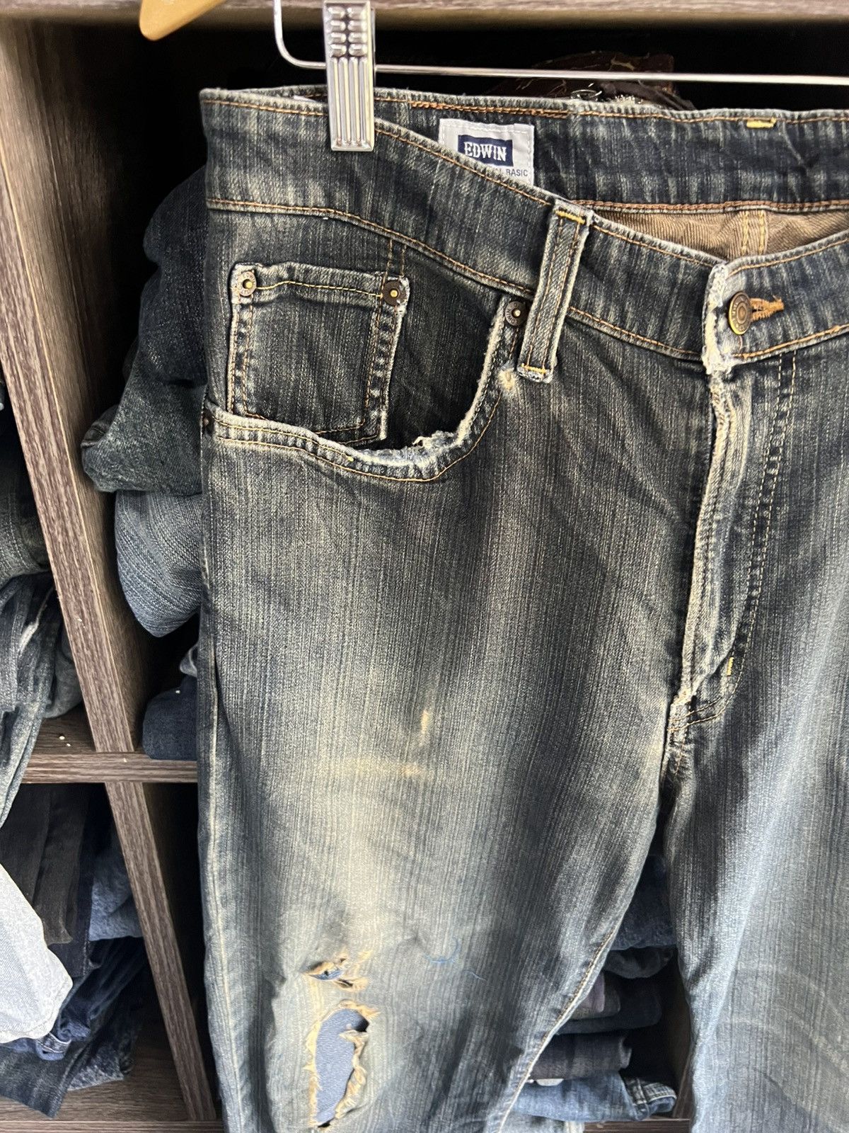 Edwin 🔥Vintage Edwin S403 Distressed Denim Size US 35 - 5 Thumbnail