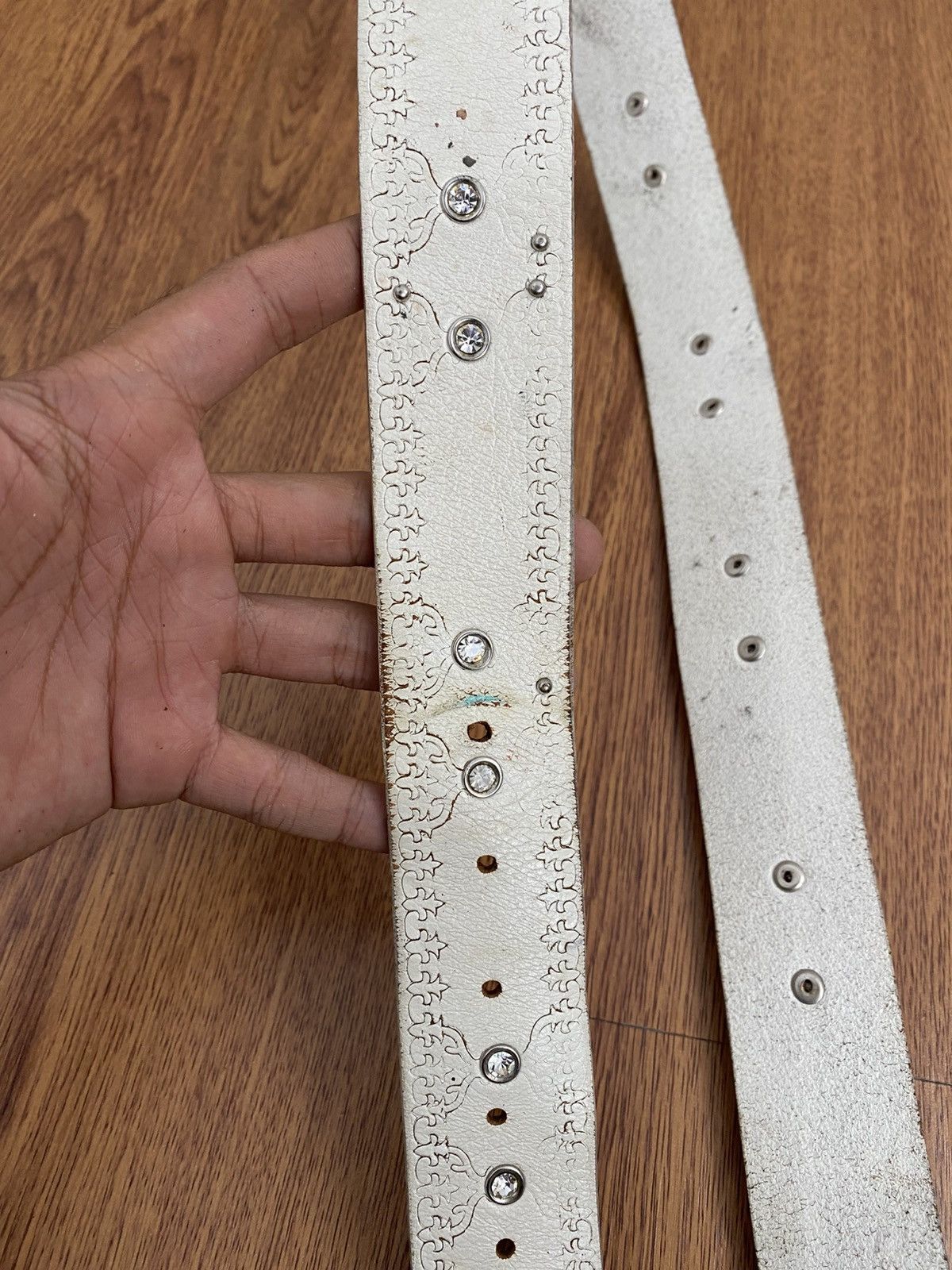 If Six Was Nine × Japanese Brand × Le Grande Bleu (L.G.B.) Crystal white genuine leather belt Size ONE SIZE - 4 Thumbnail